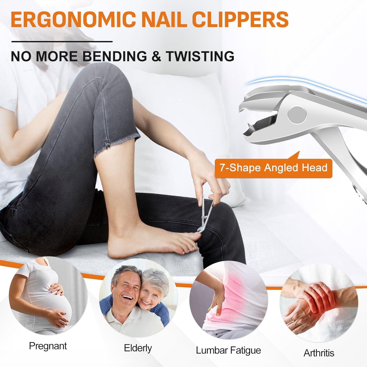 DRMODE Heavy Duty Nail Clippers for Thick Nails with Angled Head and Long Handle 13 words - Image 2