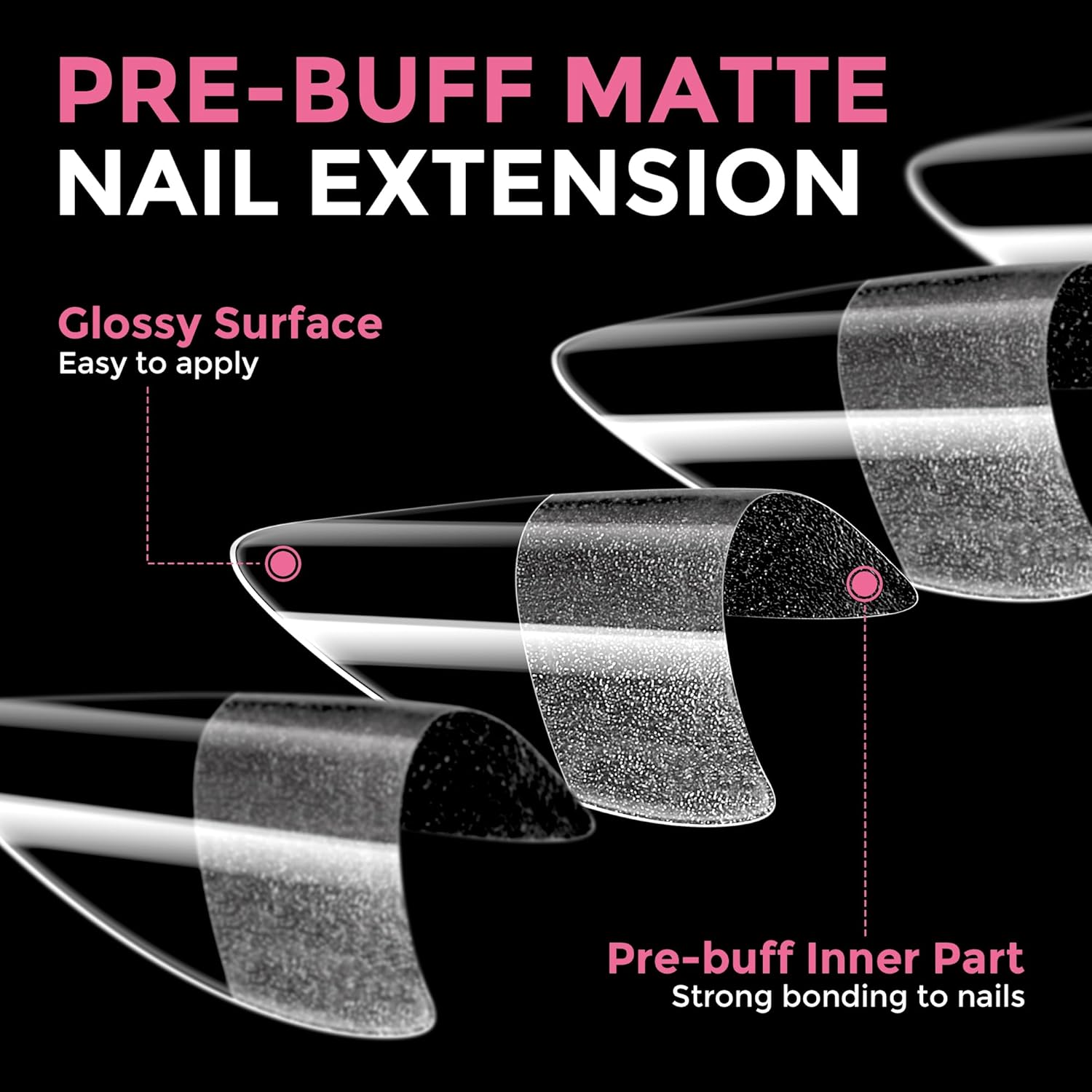 504PCS Short Almond Nail Tips in 12 Sizes, Half-matte Clear Soft Natural Fake Nails for DIY Manicure - Image 4