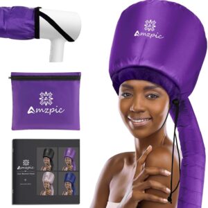 Bonnet Hood Hair Dryer Attachment - Headband Integrated Bonnet Hair Dryer for Speeds Up Drying Time at Home, Easy to Use for Styling, Curling and Deep Conditioning (Purple,Adjustable)