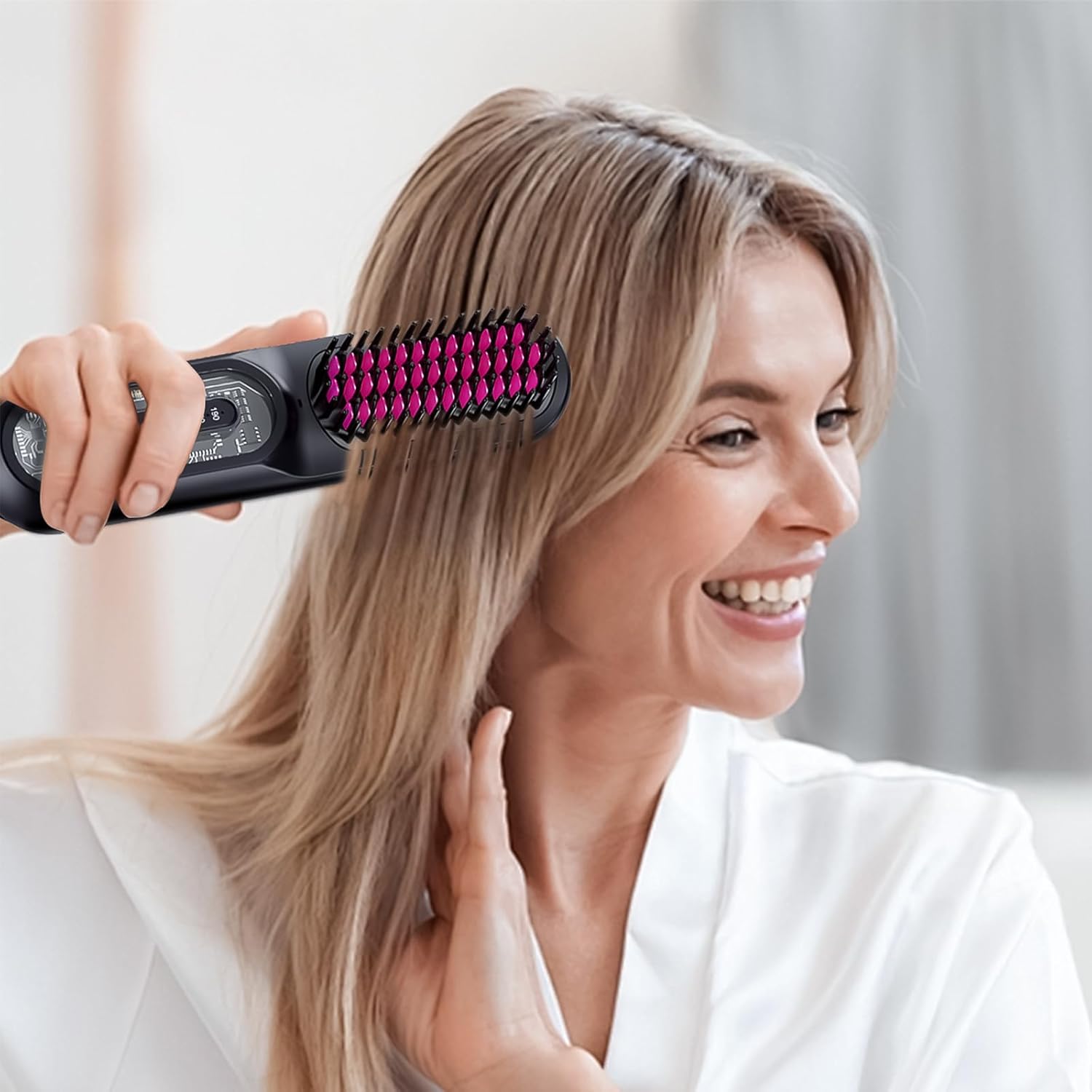 Cordless Ionic Thermal Brush for Women, Portable Electric Hot Comb, Mini Straightener - Image 4