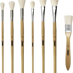 Gilding Brush Set,7 PCS Professional Goat Hair Blend Mop Brush Set for Acrylic Gouache Watercolor Oil Painting Gold foil and Gold Leaf Sheets