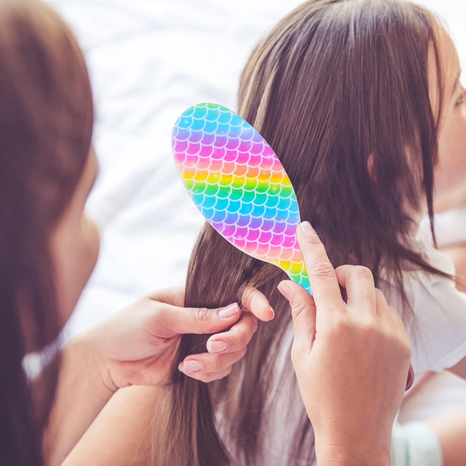 Rainbow Mermaid Detangling Hair Brush for Girls and Women, Wet/Dry Comb for All Hair Types - Image 6