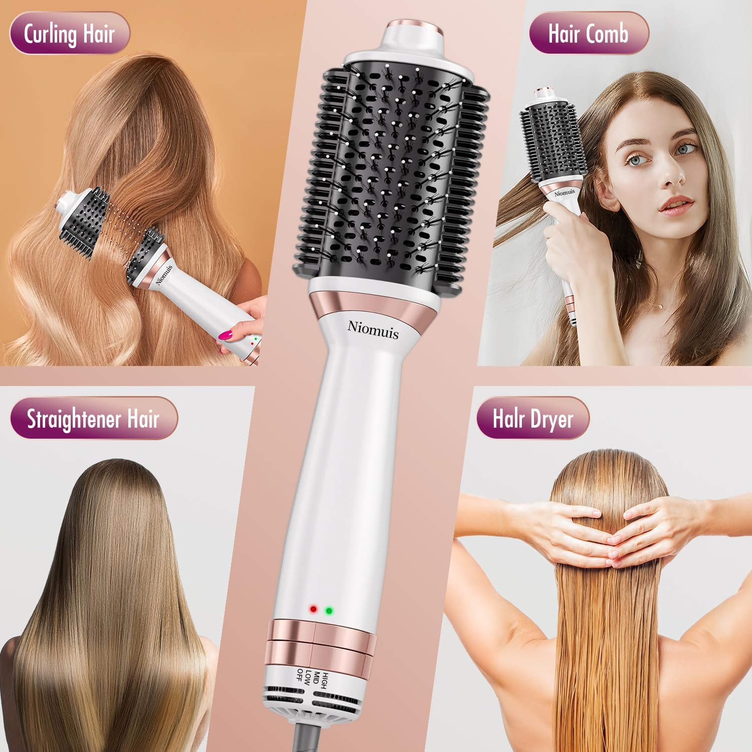 4-in-1 Blow Dryer Brush for All Hair Types, Heated Comb for Drying and Styling - Image 7