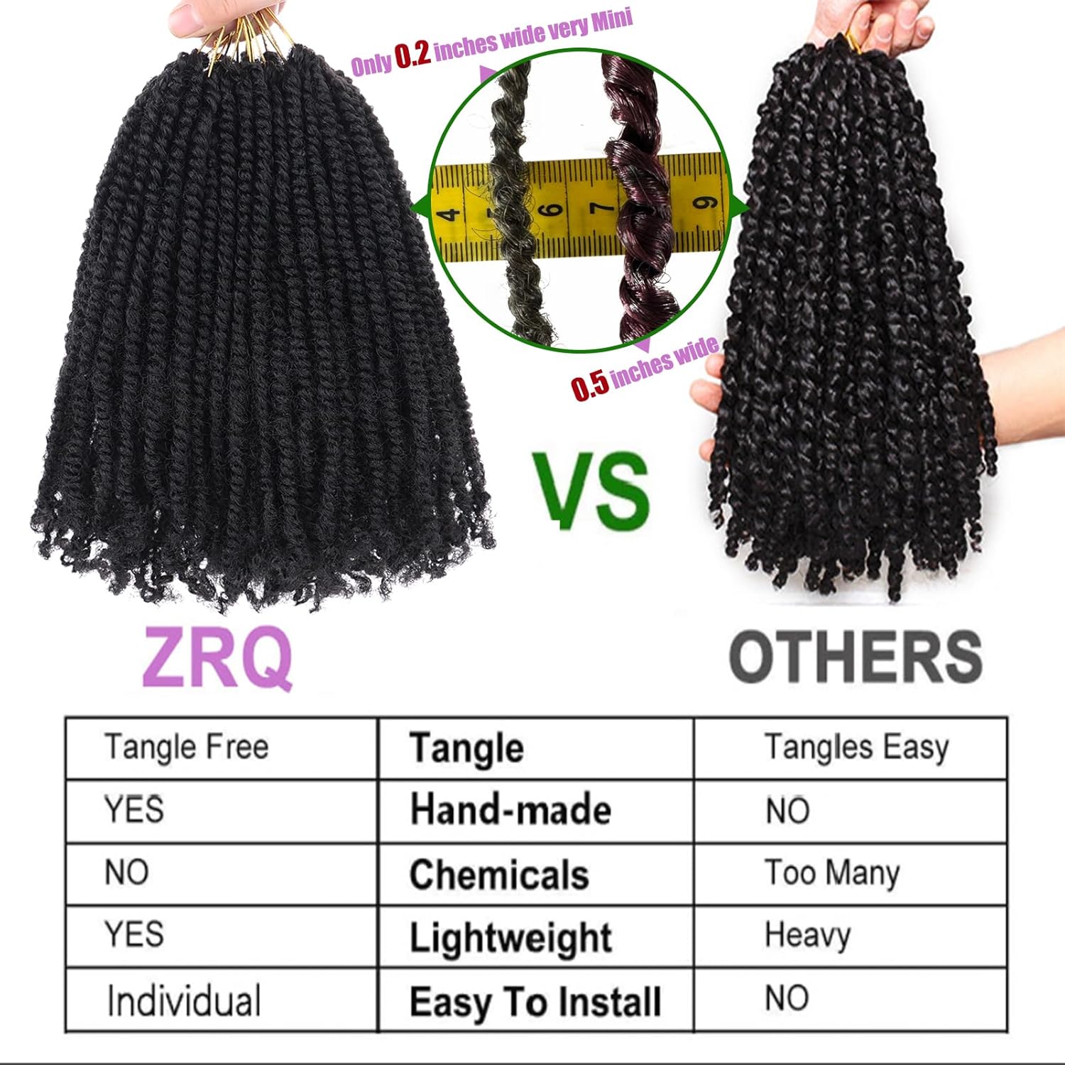 ZRQ 12 Inch Micro Twist Crochet Hair Extensions 9 pcs Pre-looped Mini Passion Twist - Image 4