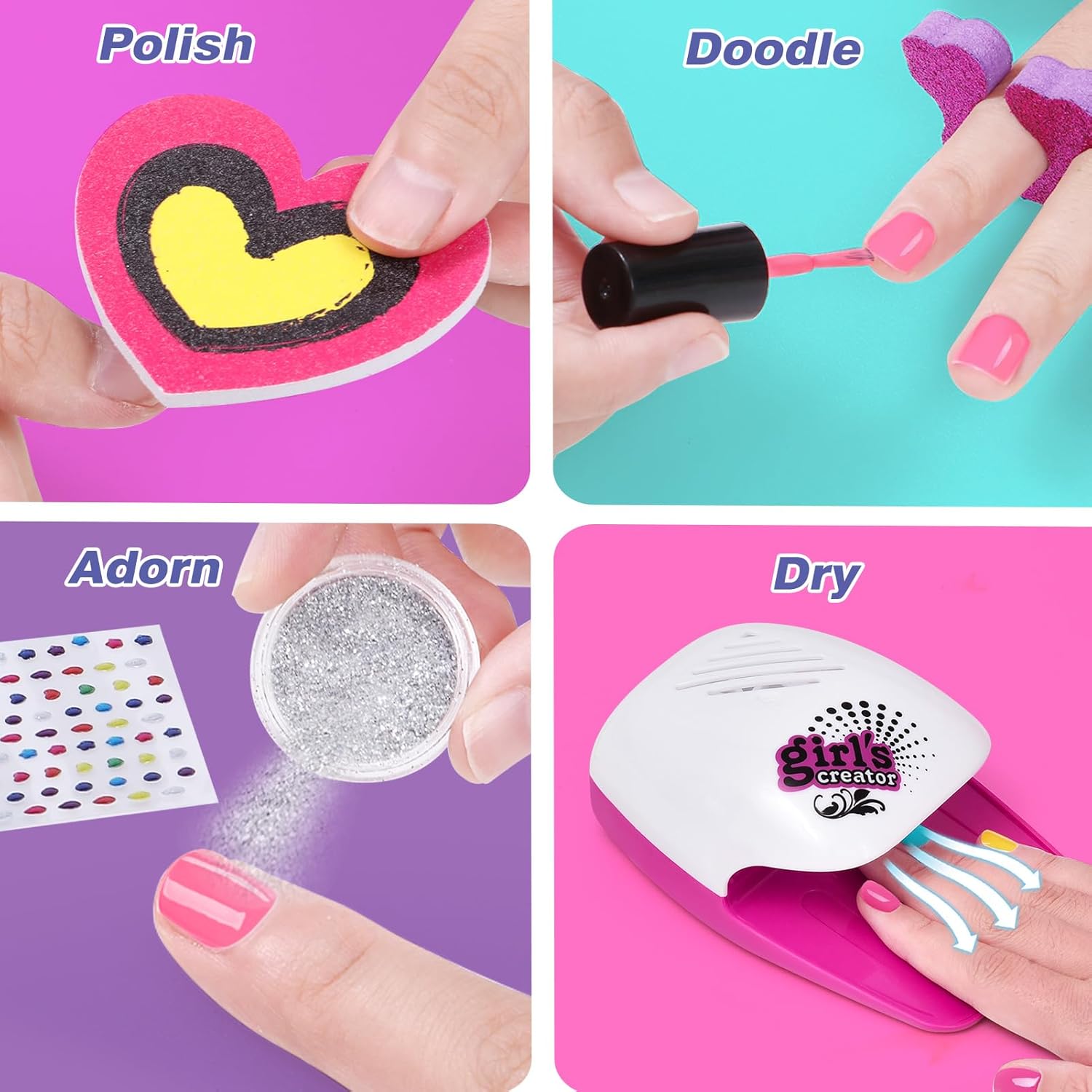 Golray Girls Foot Spa and Nail Kit Ages 5-12 Bubble Massage Soak Tub - Image 5