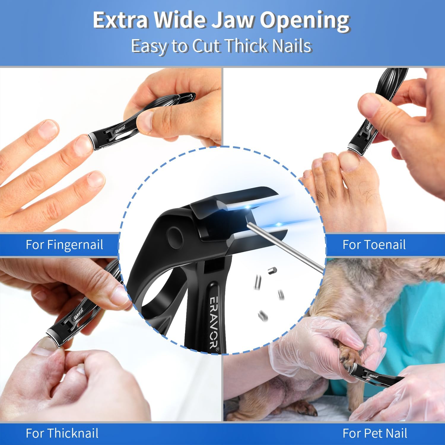 Extra Wide Jaw Angled Head Nail Clippers for Men and Women with Built-in Nail Catcher - Image 4