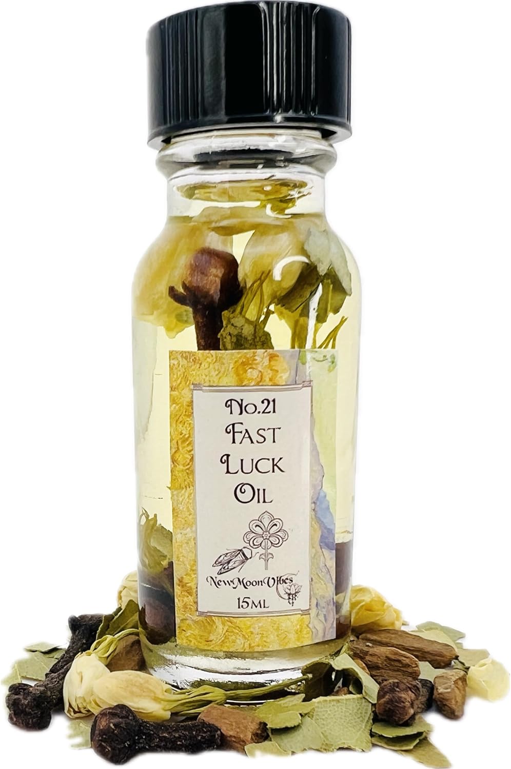 Fast Luck Oil by New Moon Vibes - Fortune Success Manifest Wishes Favorable Outcomes Swift Changes - Rituals Conjure - Handmade with Essential Oils & Herbs - Wicca Pagan Hoodoo Magick