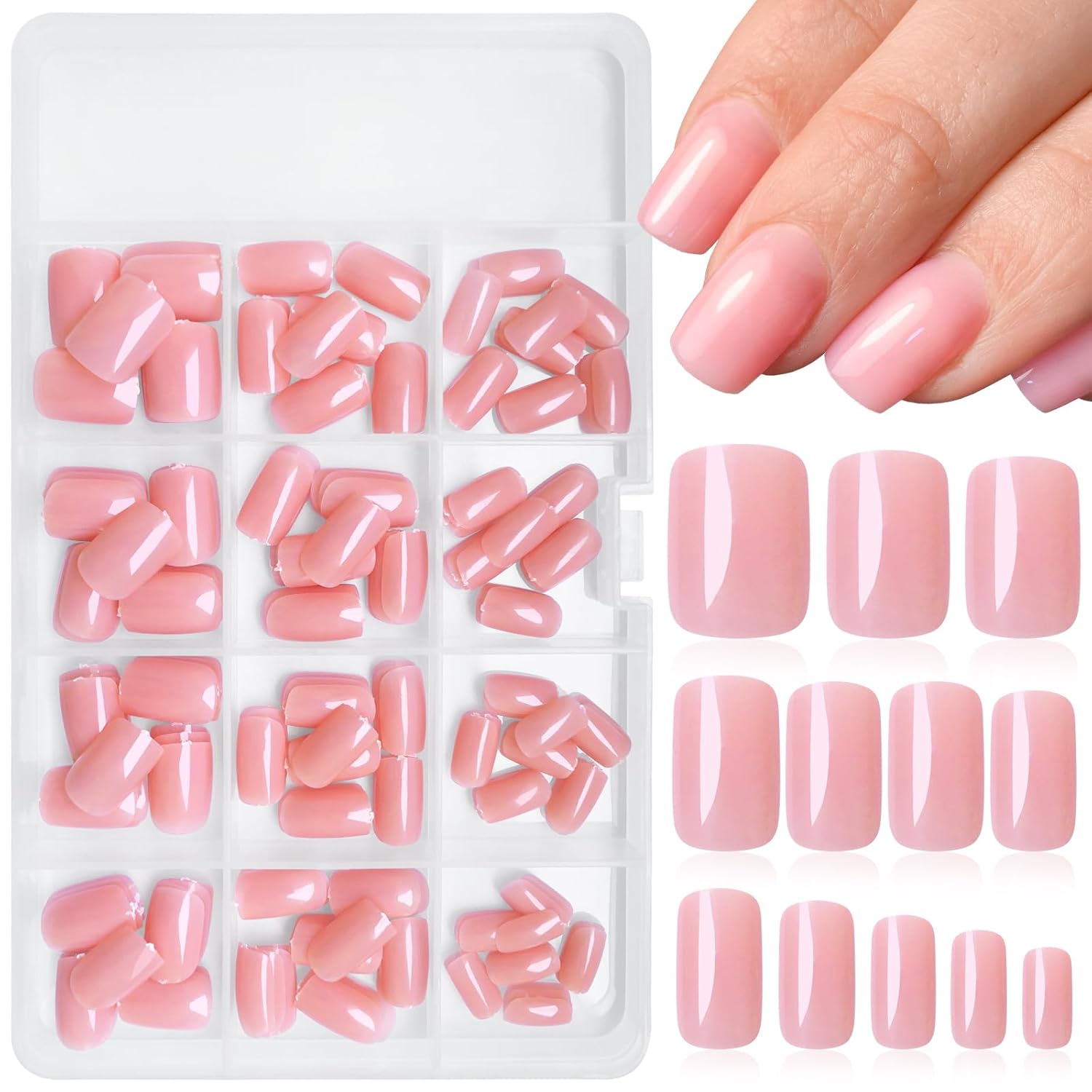 LoveOurHome 240pc Short Square Press-On Nails with Adhesive Tabs for Women and Girls - Image 6