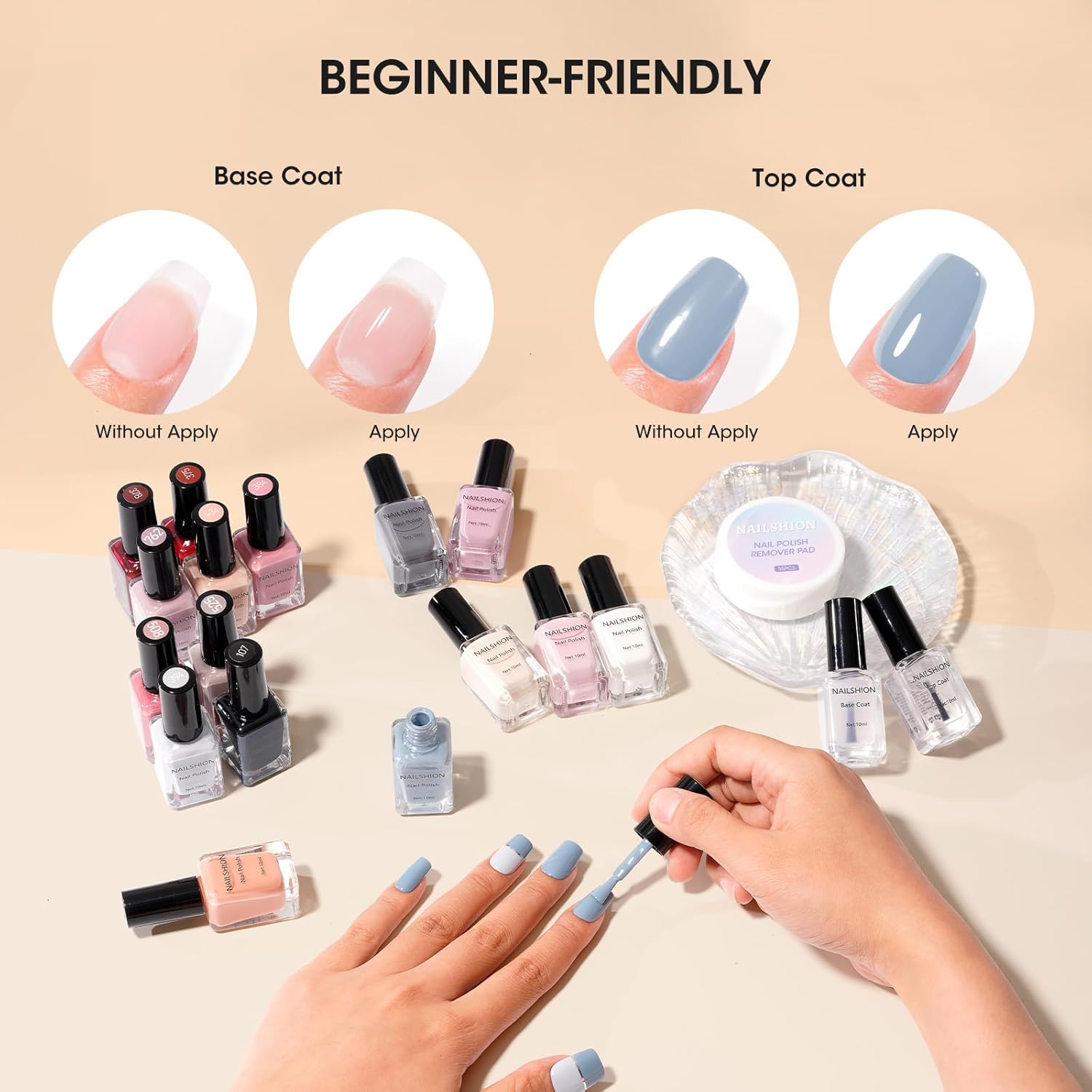 16-Color Fast-Drying Nail Polish Kit with Base, Top Coat & Remover Pads for Women - Image 6
