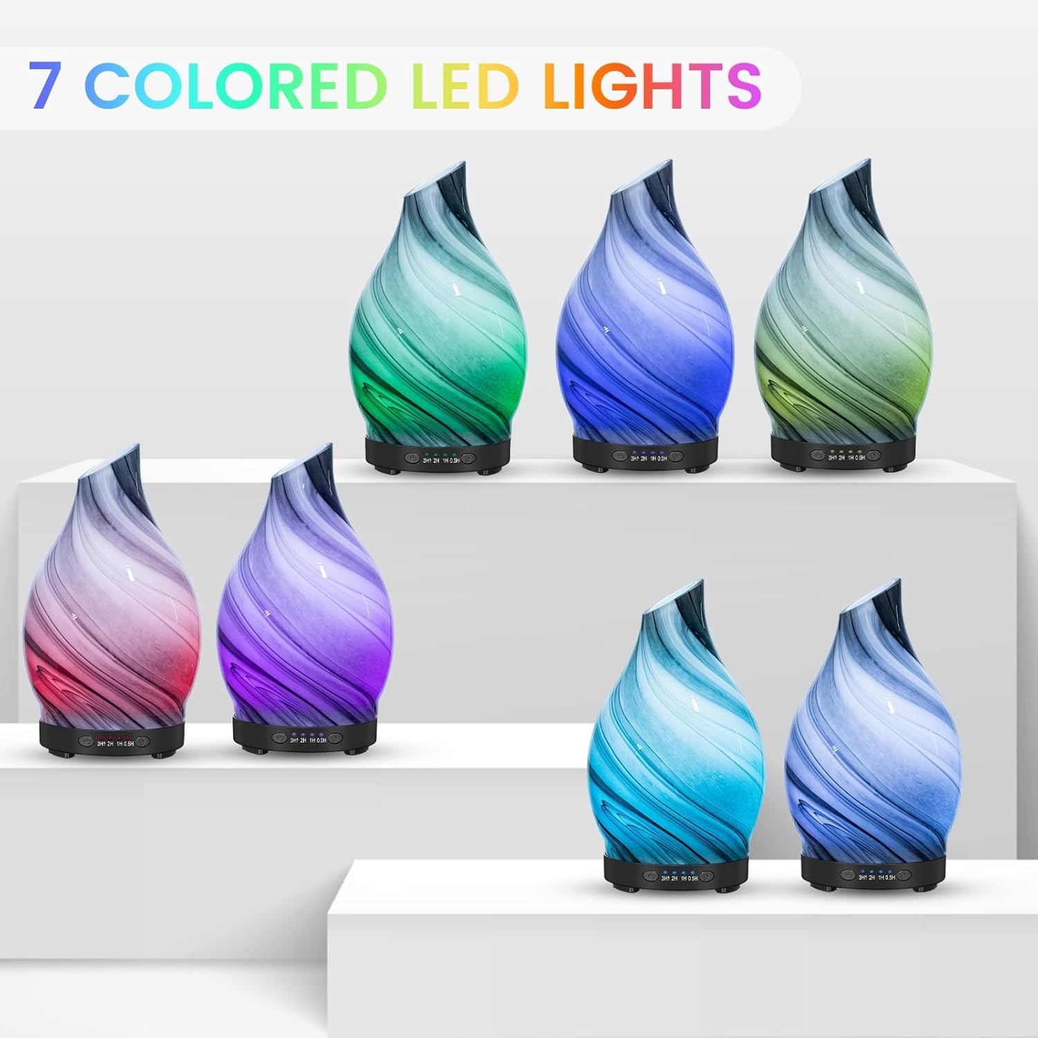 120ML Glass Essential Oil Diffuser, 7 LED Colors, Timer Function, Auto Shut-Off - Image 2