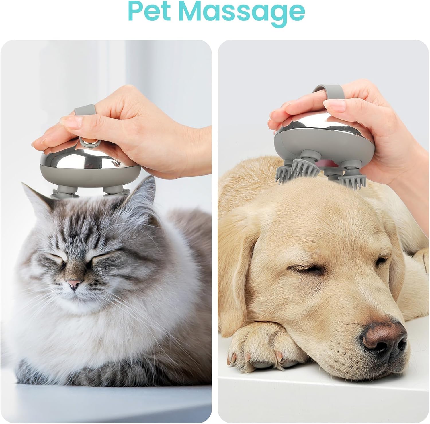 Rechargeable Portable Electric Scalp Massager Silver Waterproof Heated 100 Kneading Nodes 3 Speed Modes - Image 5