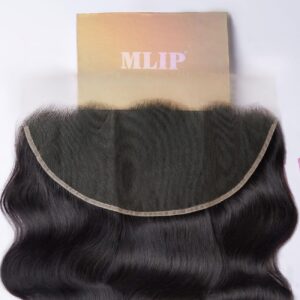 Mlip 13x6 HD Lace Frontal Body Wave, 0.10mm Ultra Thin Invisible Swiss Lace, Skinlike Real HD Lace Melt into Skin Perfectly, Pre-plucked Natural Hairline, Raw Indian Human Hair 20 Inches