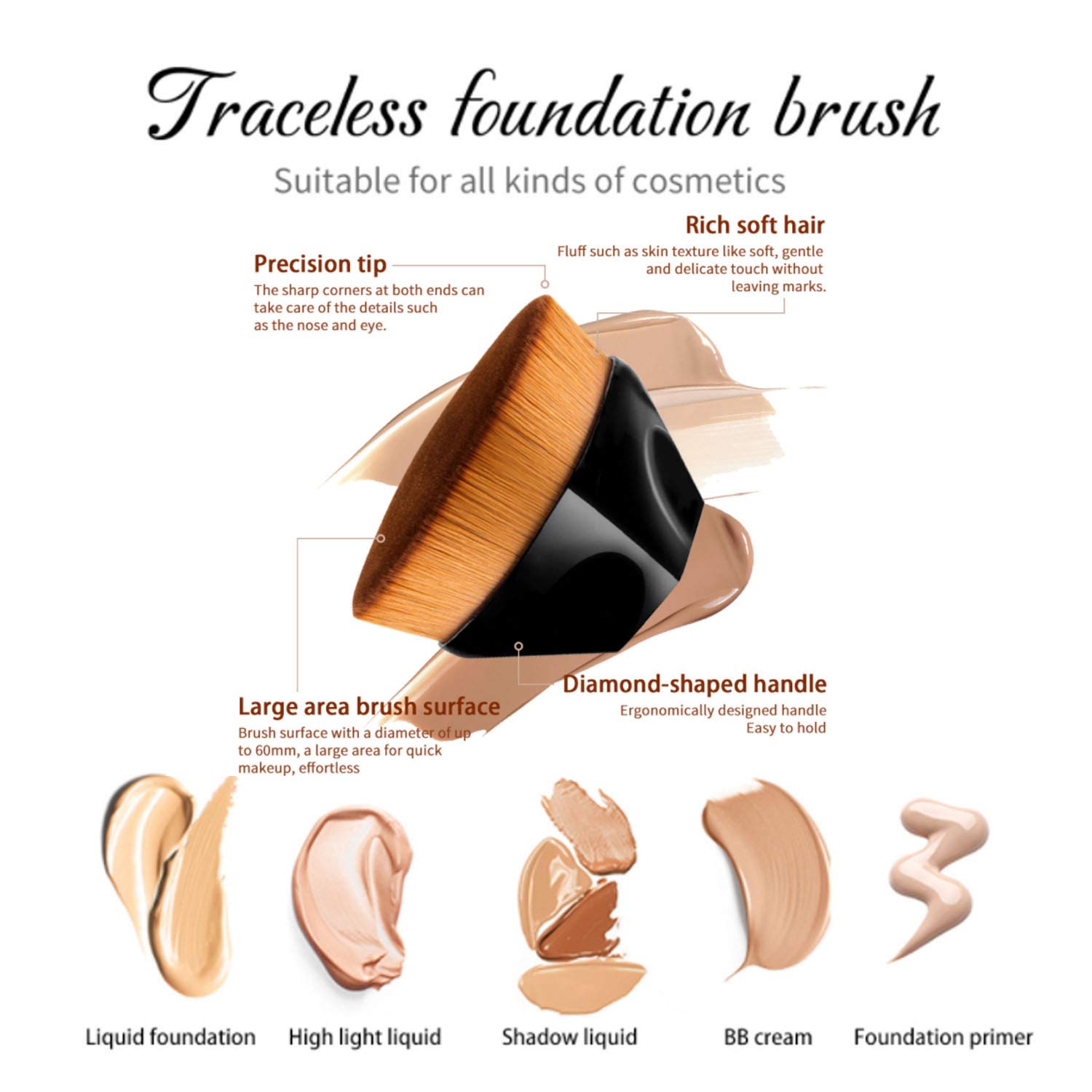 2 Piece 30ml Matte Full Coverage Liquid Foundation Set with Kabuki Brush Buff Beige & Sand - Image 3