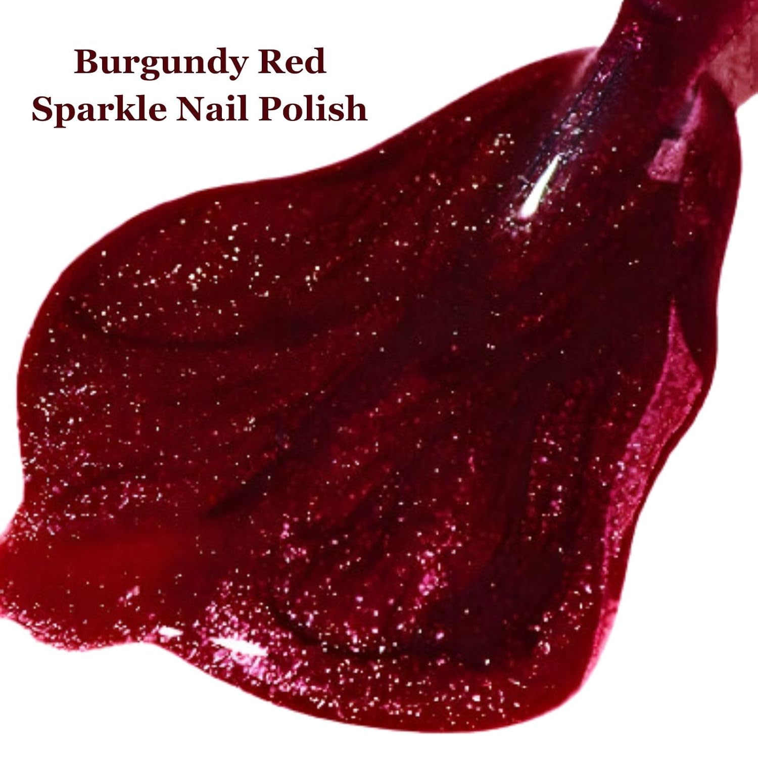 15ml Dark Burgundy Red Shimmer Nail Polish, Quick Dry Glitter Varnish for Nail Art - Image 2