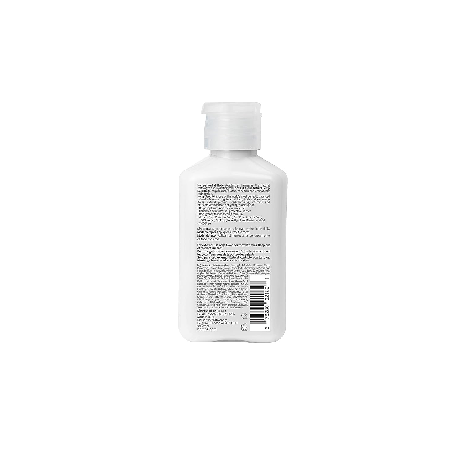 Hempz Sensitive Skin Herbal Body Moisturizer 2.25 oz Oatmeal Shea Butter - Image 2