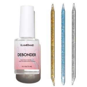 GLAMERMAID Nail Glue Remover for Press on Nails, 2 Pcs 15ML False Nails Tip Debonder Easy to Remove Glue on Nail Tips, Stick on Nail Remover for Acrylic Tips, Nail Polish Remover