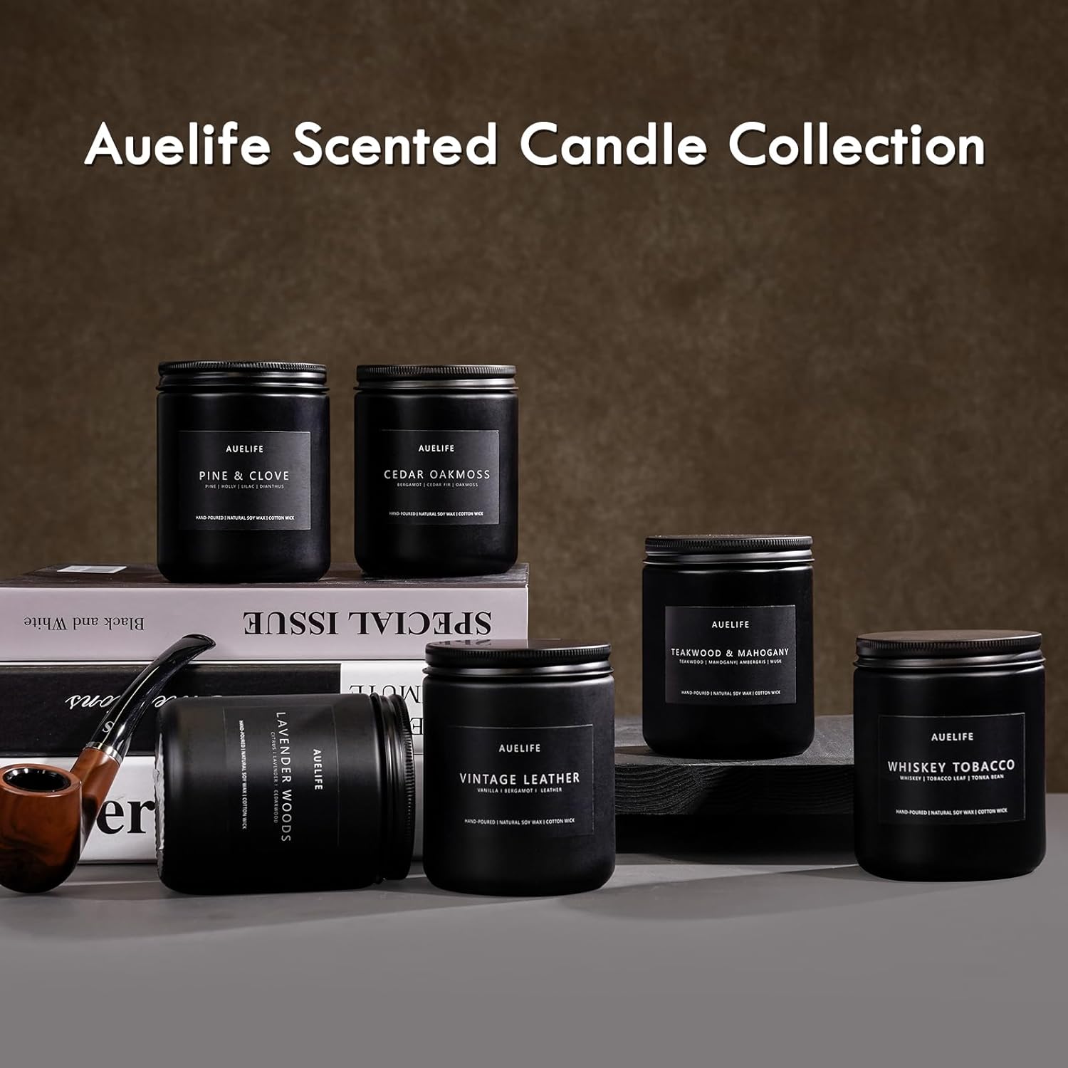 Men's Amber & Patchouli 7oz Soy Wax Aromatherapy Candle Black Jar - Image 4
