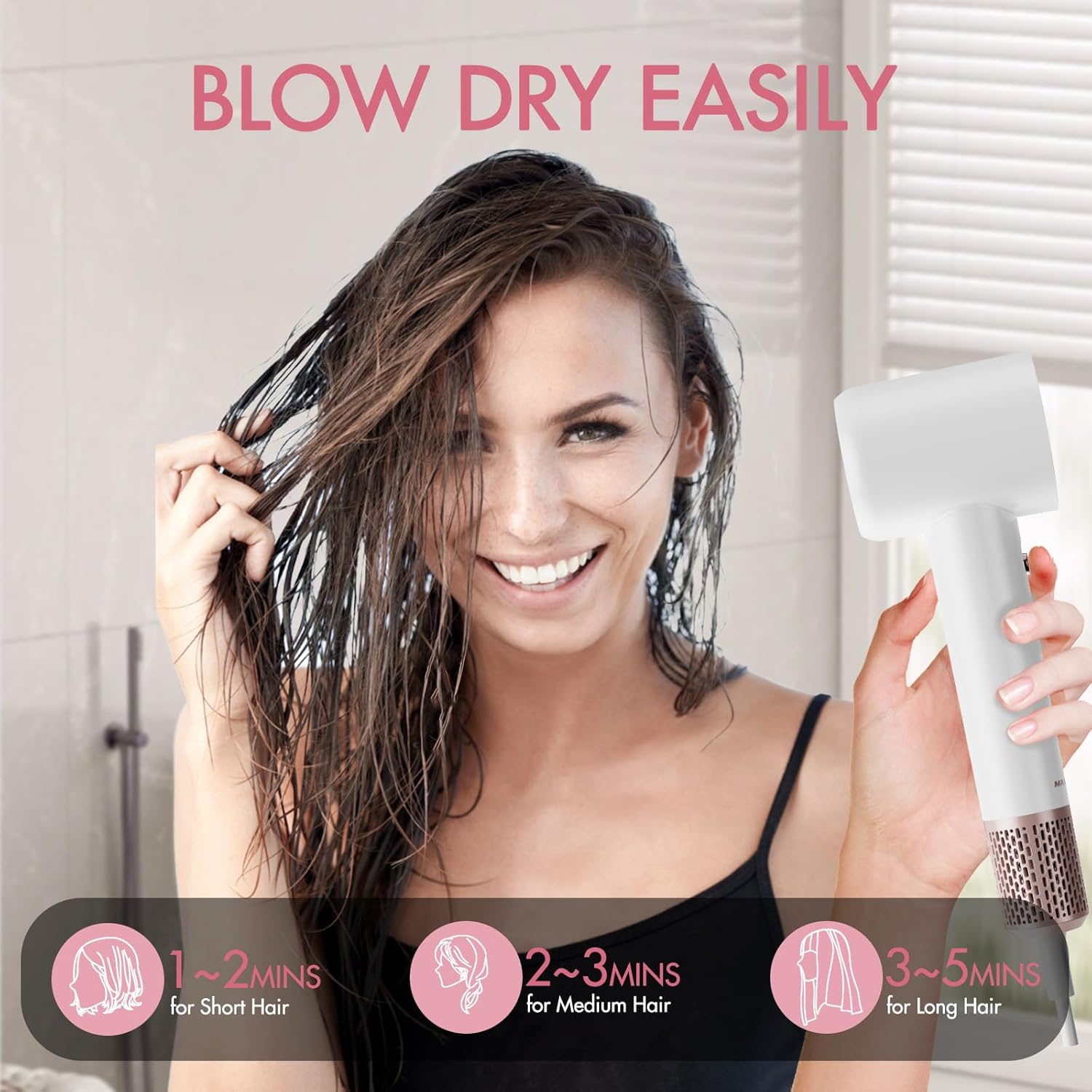 Professional Lightweight Ionic Hair Dryer with Brushless Motor, 2 Speeds, 4 Heat Settings, Quiet Operation - Image 2