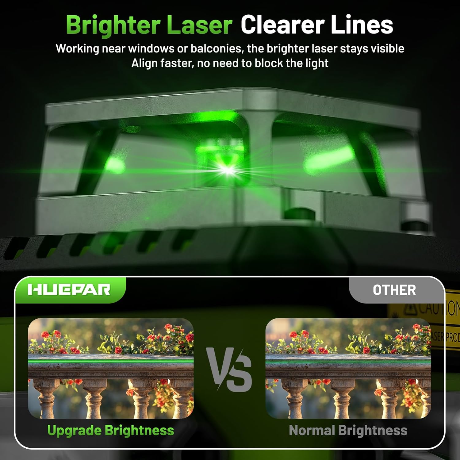 HUEPAR 360° 3D Green Laser Level with LCD Screen and Magnetic Bracket - Image 4