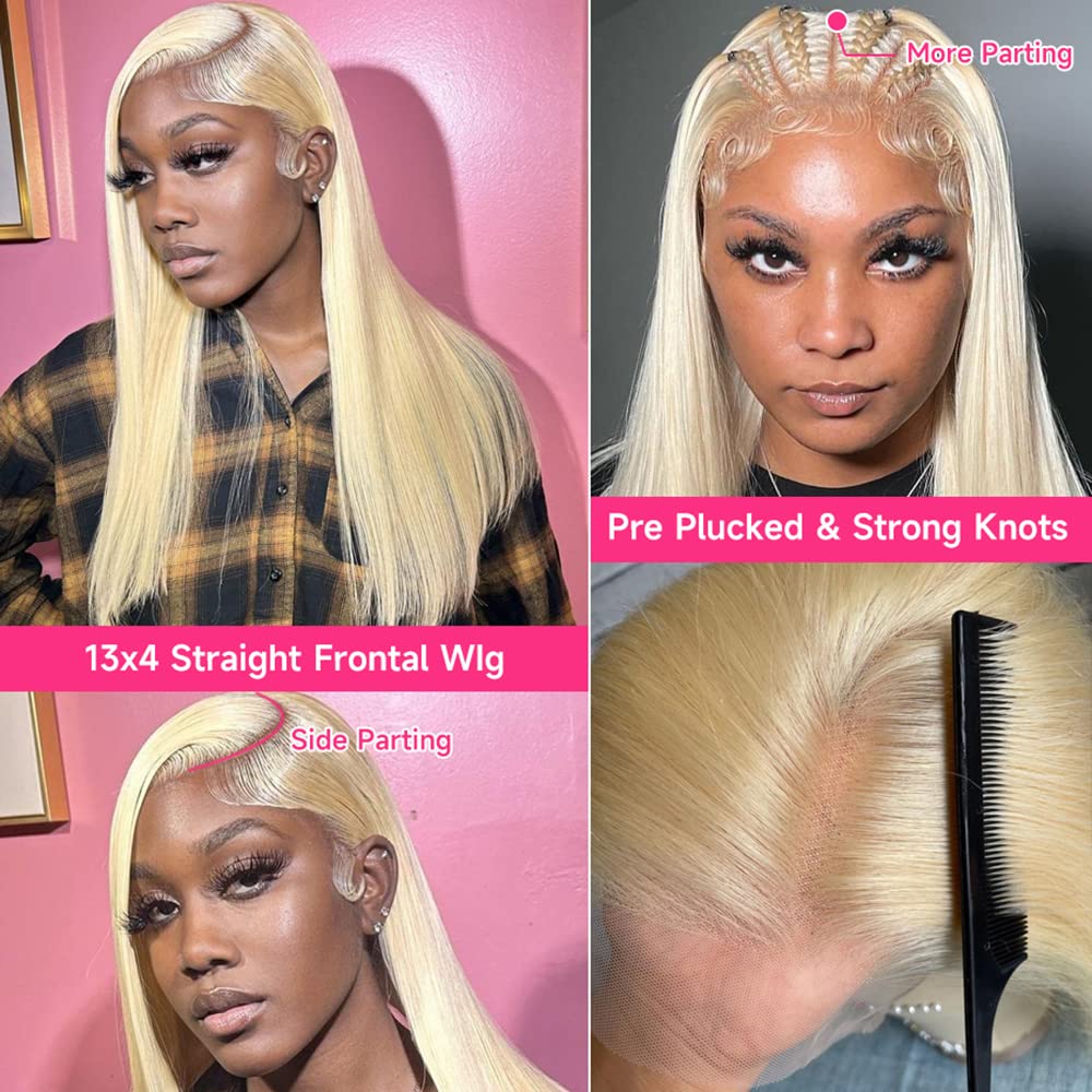 18 Inch 13x4 Blonde 210% Density Glueless Pre Plucked Human Hair Lace Front Wig - Image 4