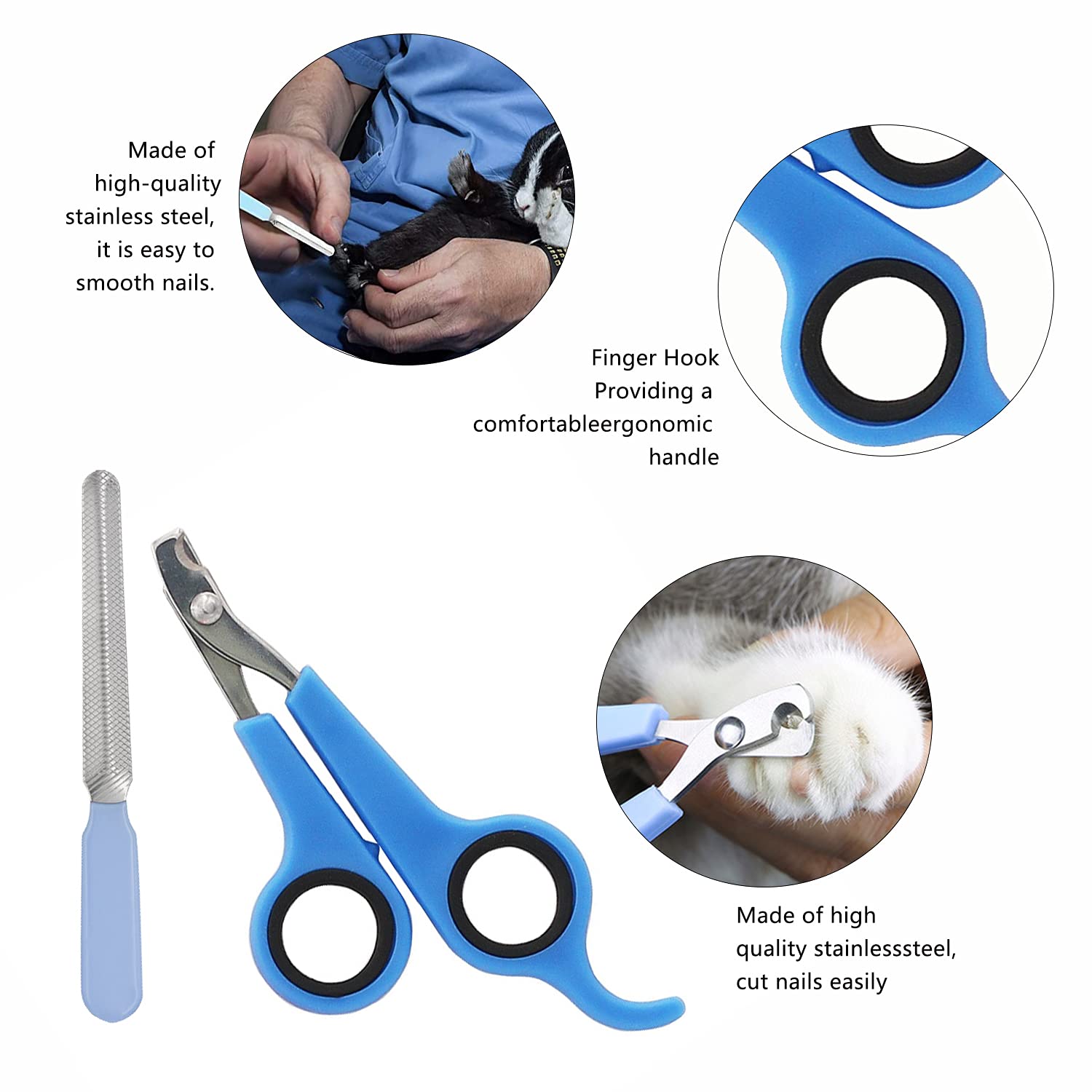 Blue 7-Piece Adjustable Strap Small Pet Grooming Kit for Rabbits, Hamsters, Guinea Pigs - Image 5
