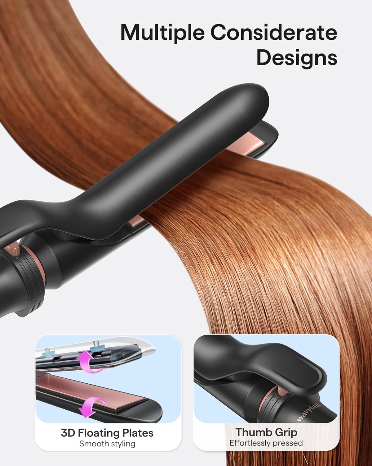 Wavytalk 5 in 1 Curling Iron Set with Thermal Brush and 4 Ceramic Wands, Rose Gold - Image 5