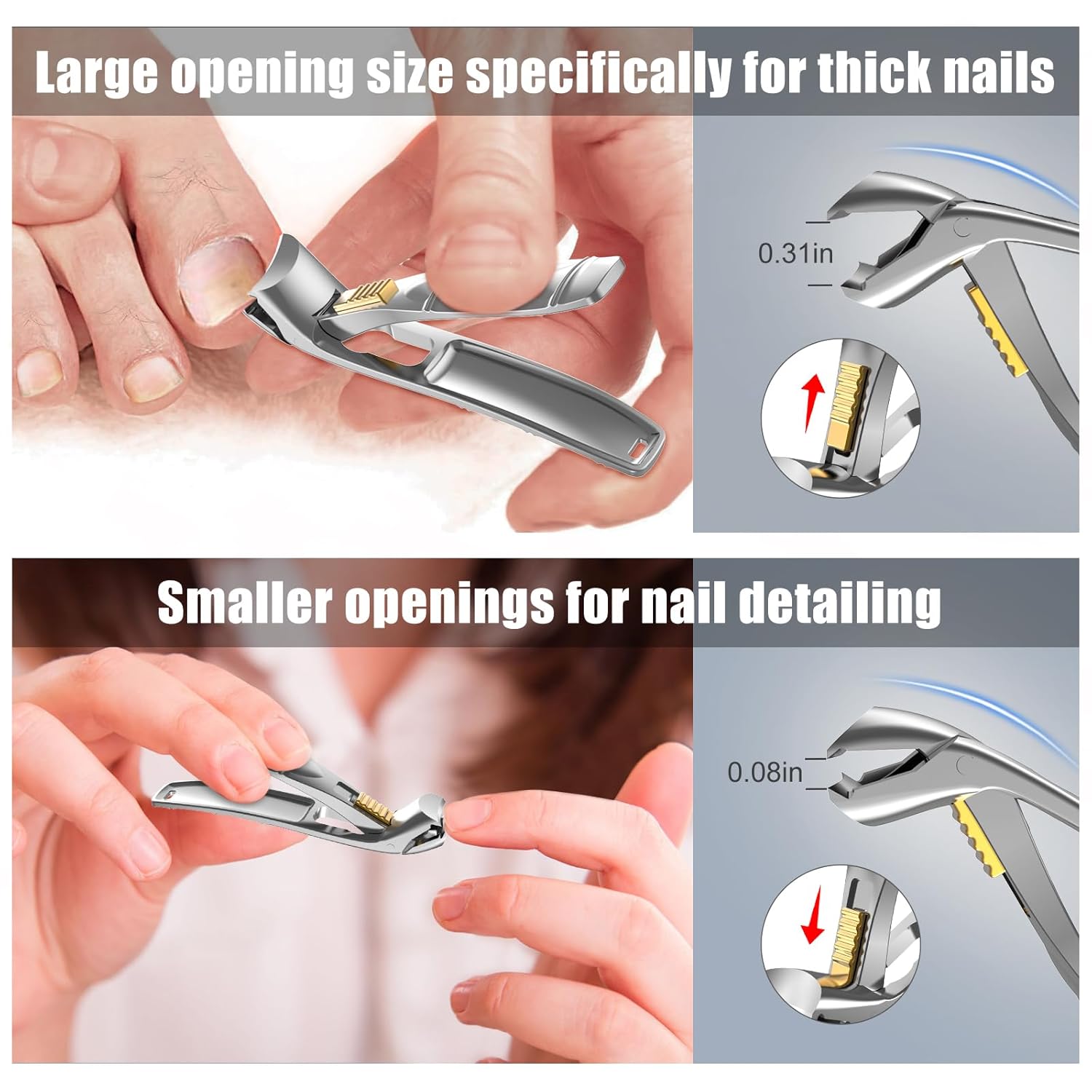 Ergonomic Long Handle Nail Clippers for Seniors with Catcher, Wide Jaw for Thick Nails - Image 5