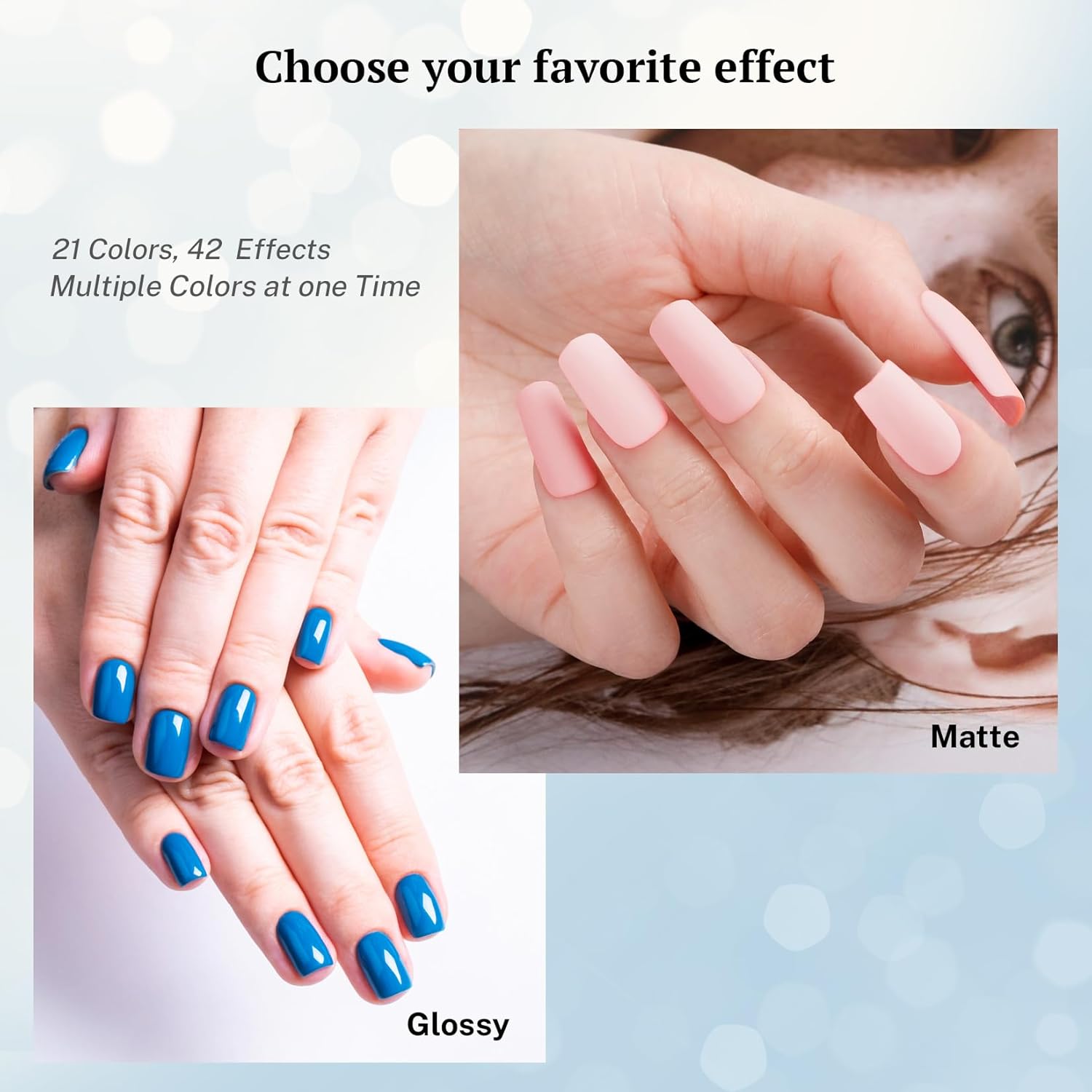 PHOENIXY 24-Piece Gel Nail Polish Set Blue Pink Base Top Coat - Image 5