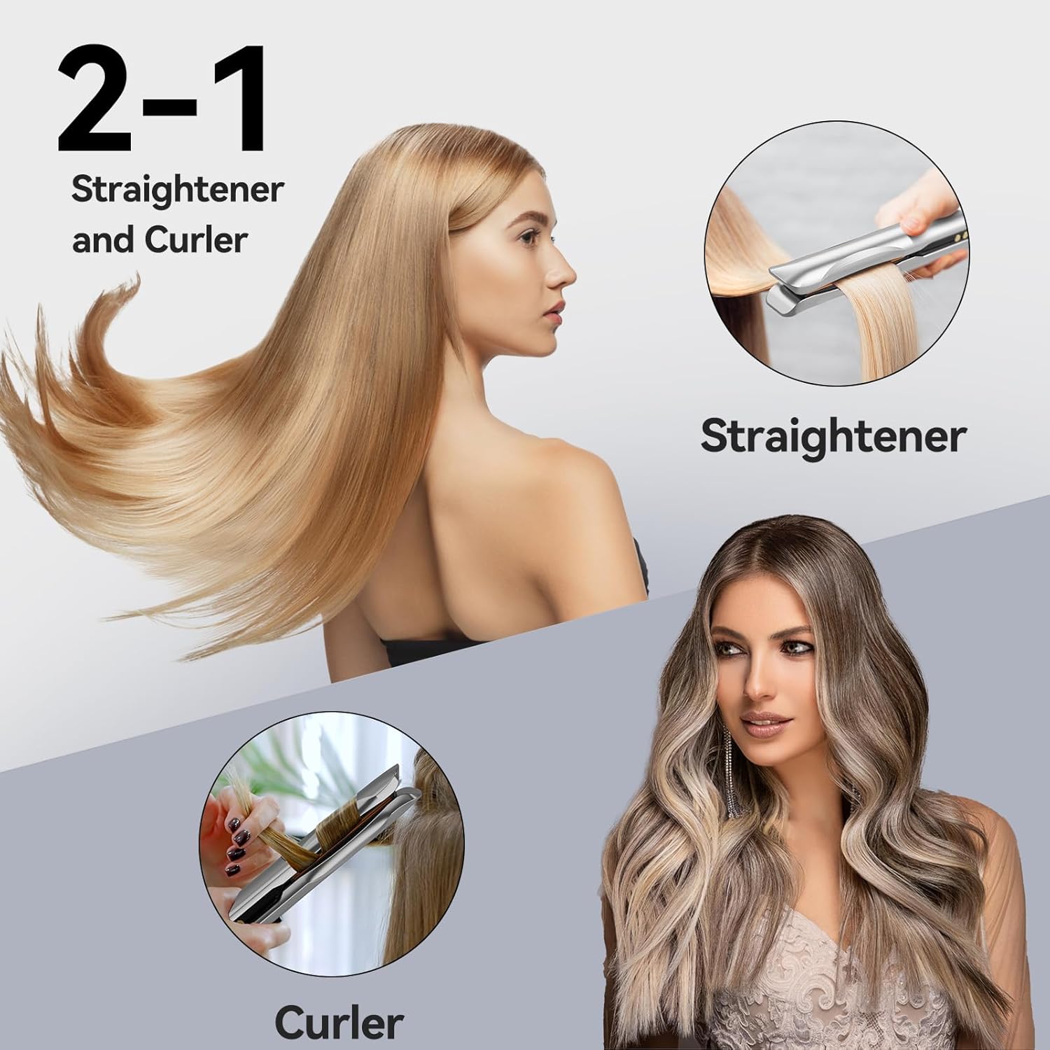 Quico Professional Ceramic Plate Hair Straightener Flat Iron 1.75 Inch Wide Fast Heating Auto Off Includes Glove Clip - Image 3