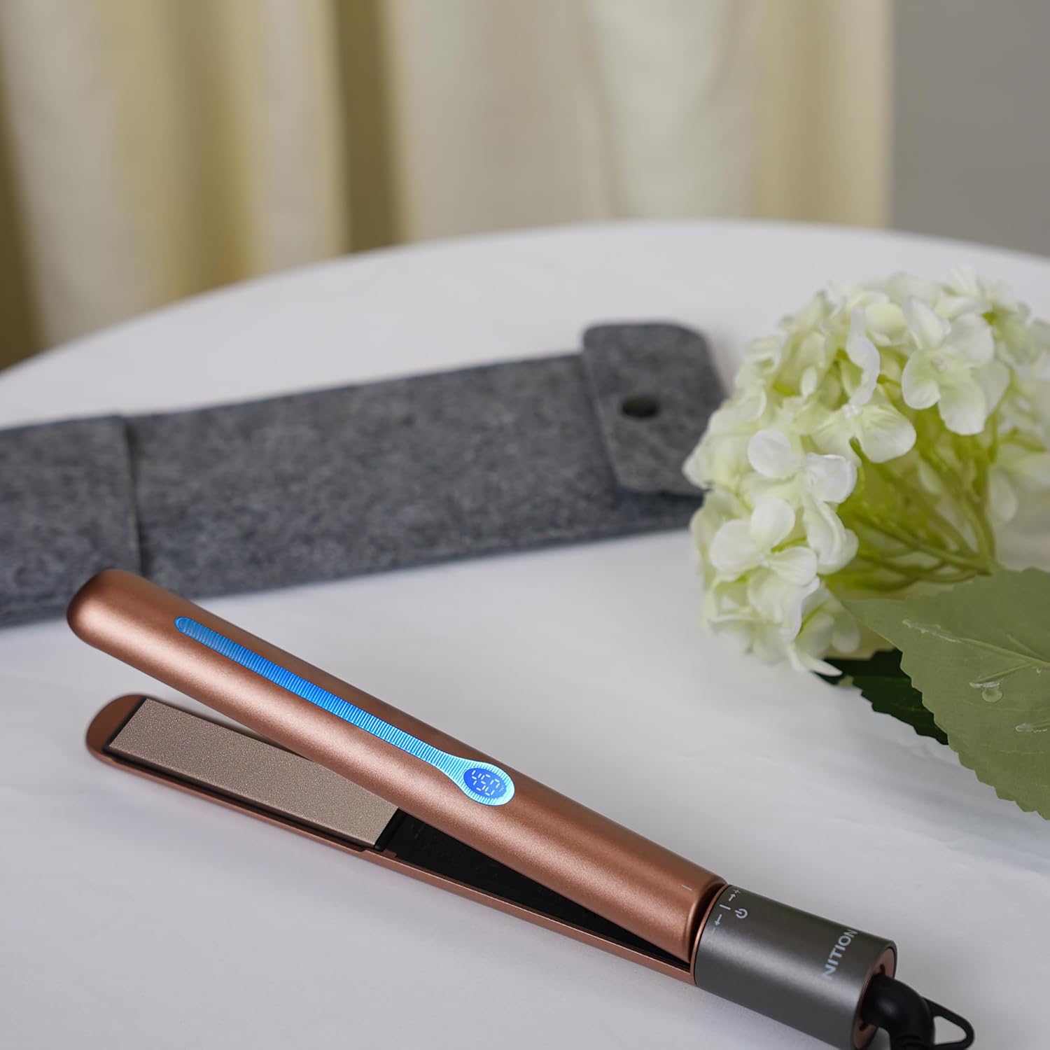 NITION 1 Inch Ceramic Tourmaline Flat Iron Hair Straightener with LCD Display and Travel Pouch - Image 7