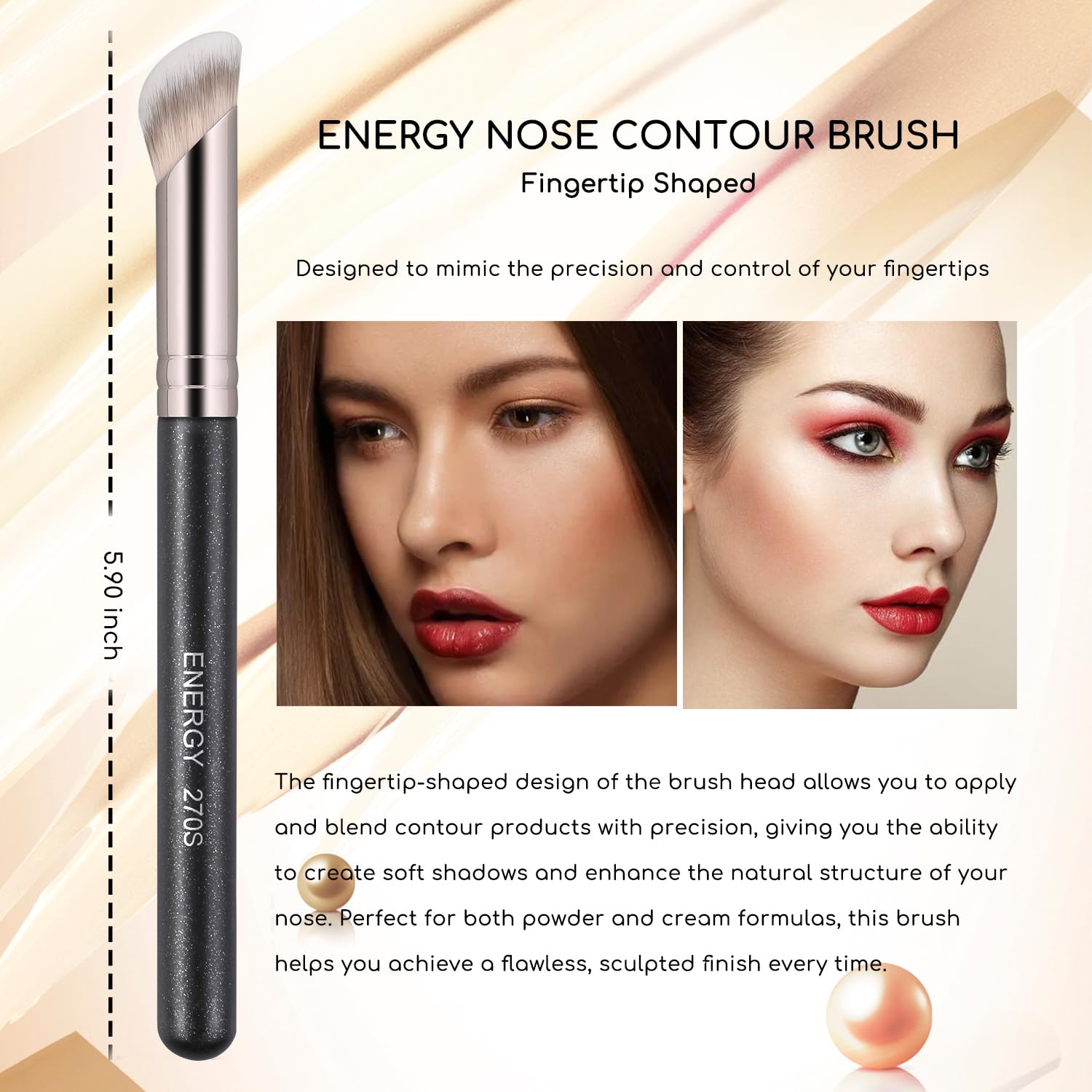 ENERGY Vegan Angled Makeup Brush Set with Travel Bag for Liquid Powder Makeup - Image 3