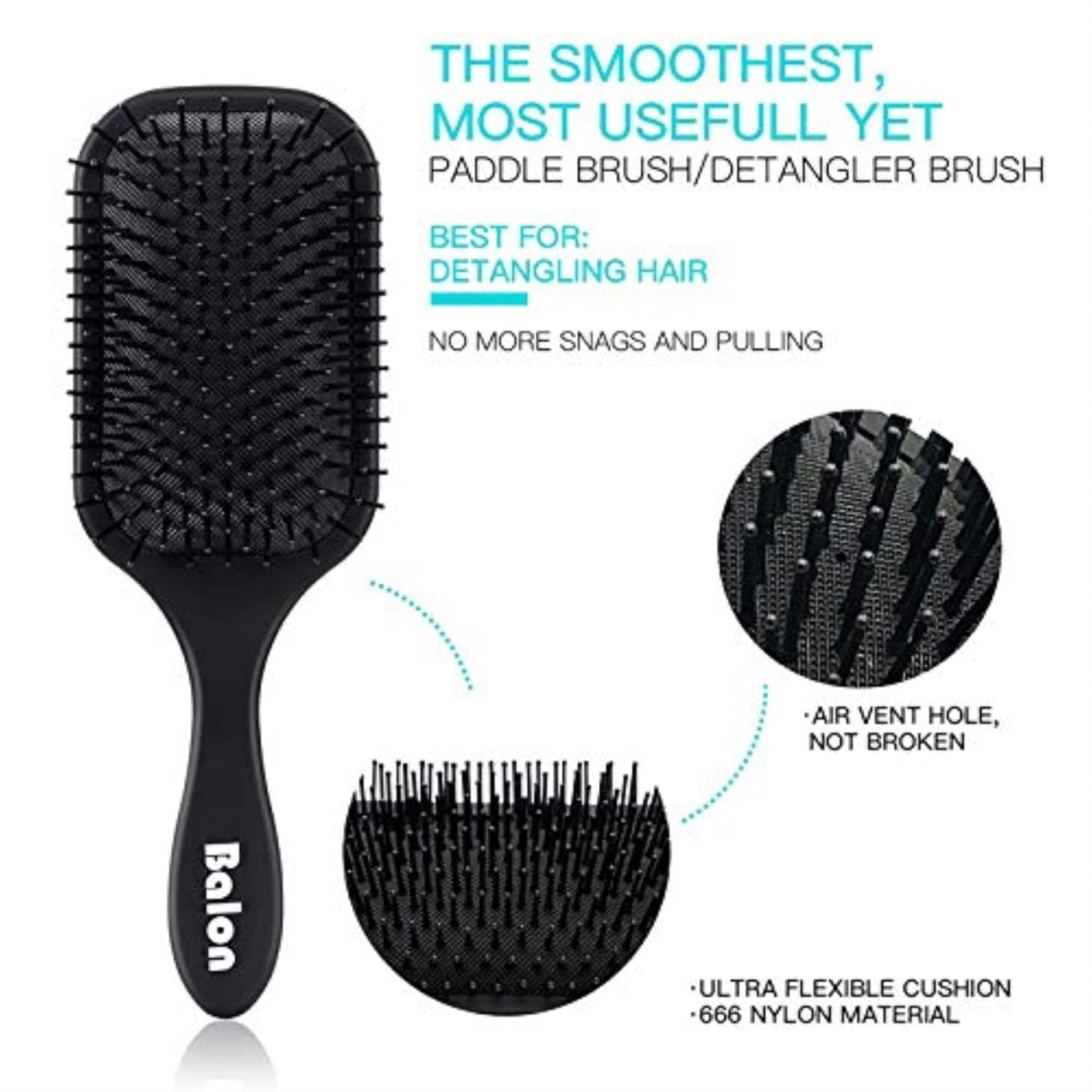 4-Piece Paddle Hair Brush Set for All Hair Types Wet or Dry Use - Image 2