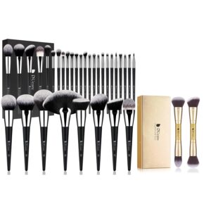 DUcare Professional Makeup Brushes Set 27Pcs+ Duo End Foundation Powder Buffer and Contour Brushes
