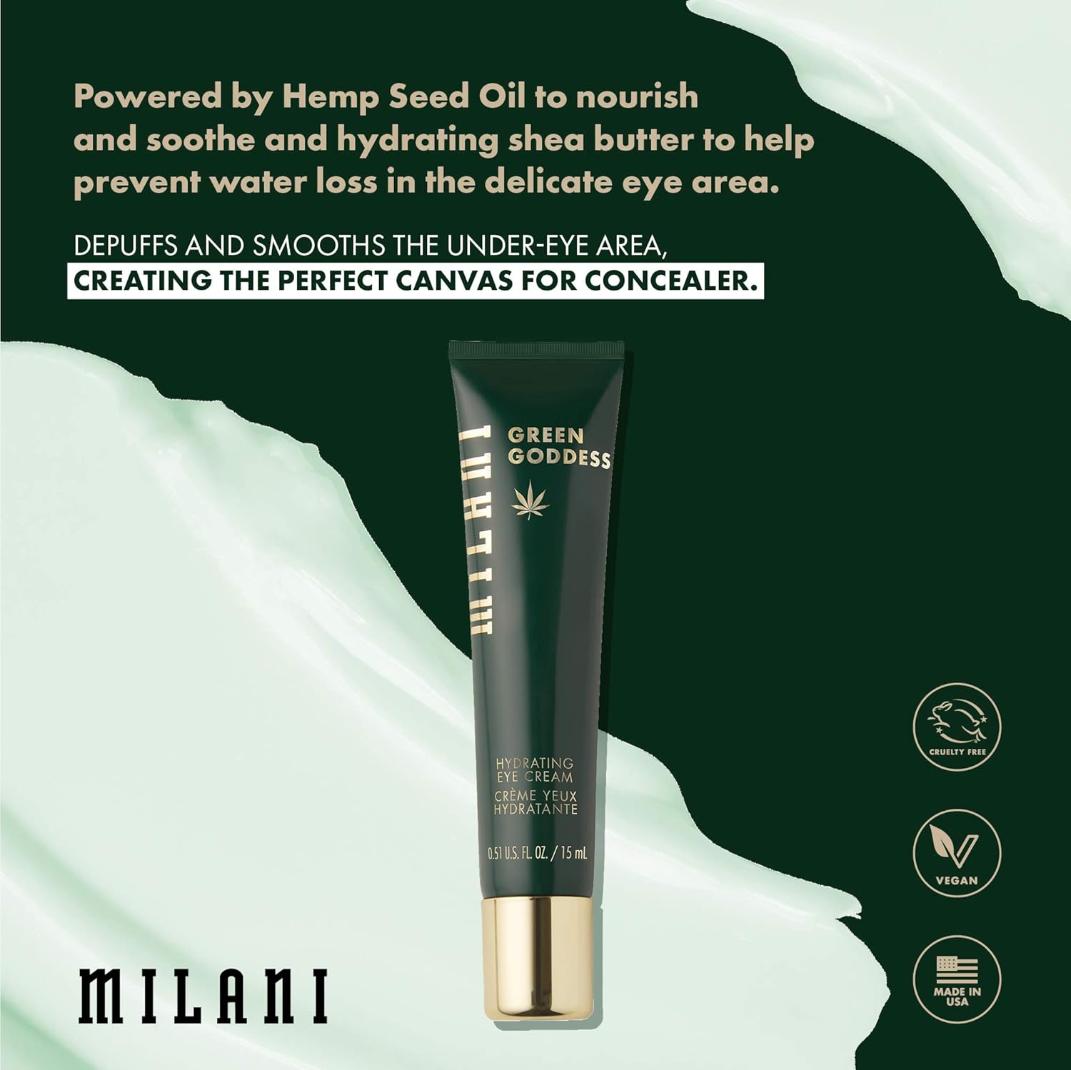 Milani Green Goddess 0.51 Fl.Oz. Hydrating Eye Cream for All Skin Types - Image 2