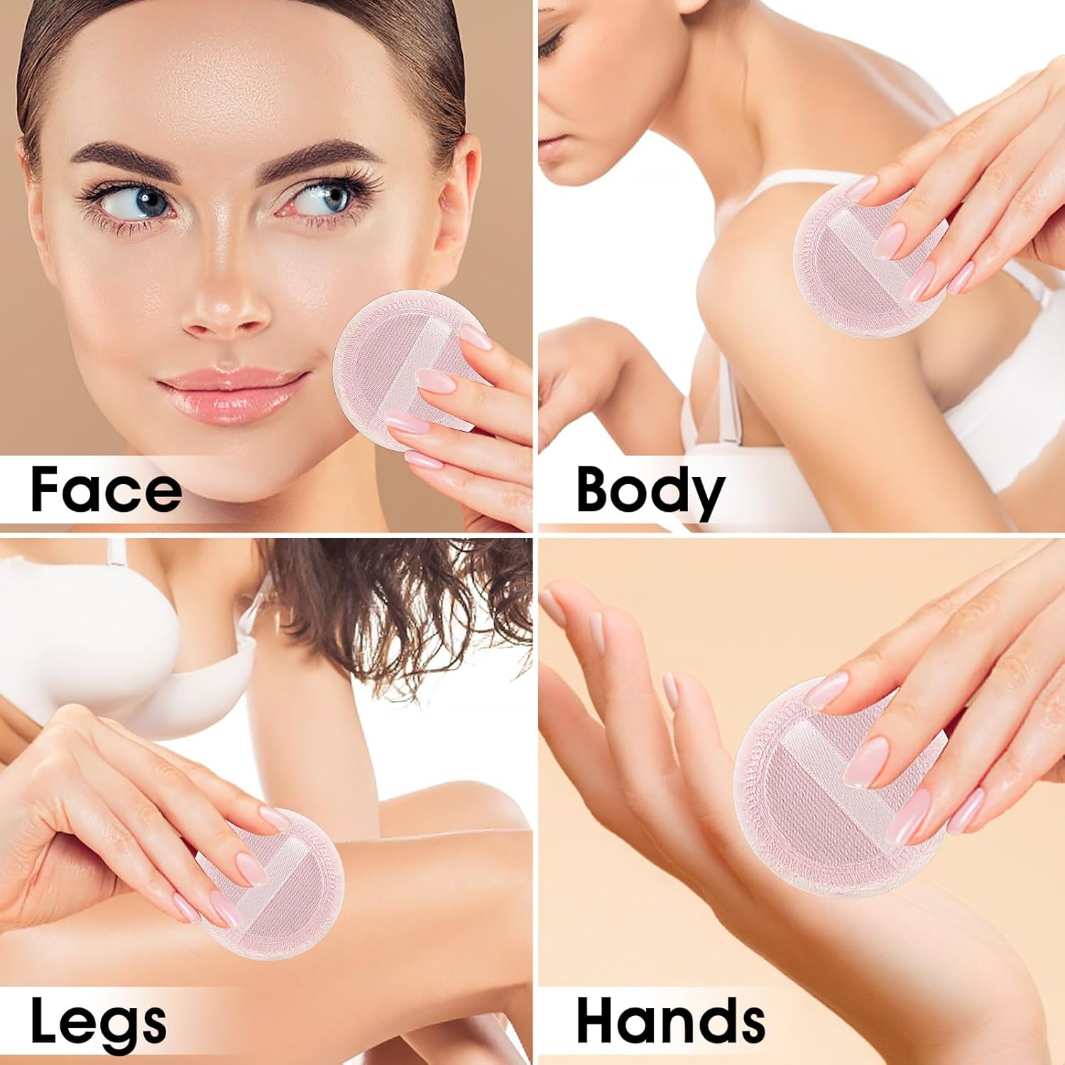 ElevateTech 36 Count Round Makeup Puff Pads with Ribbon for Loose Powder and Foundation - Image 6