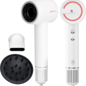Ionic Hair Dryer, High-Speed Brushless Motor Professional Blow Dryer for Fast Drying, Low Noise, Lightweight, Compact Hair-Dryer with Diffuser for Curly Hair