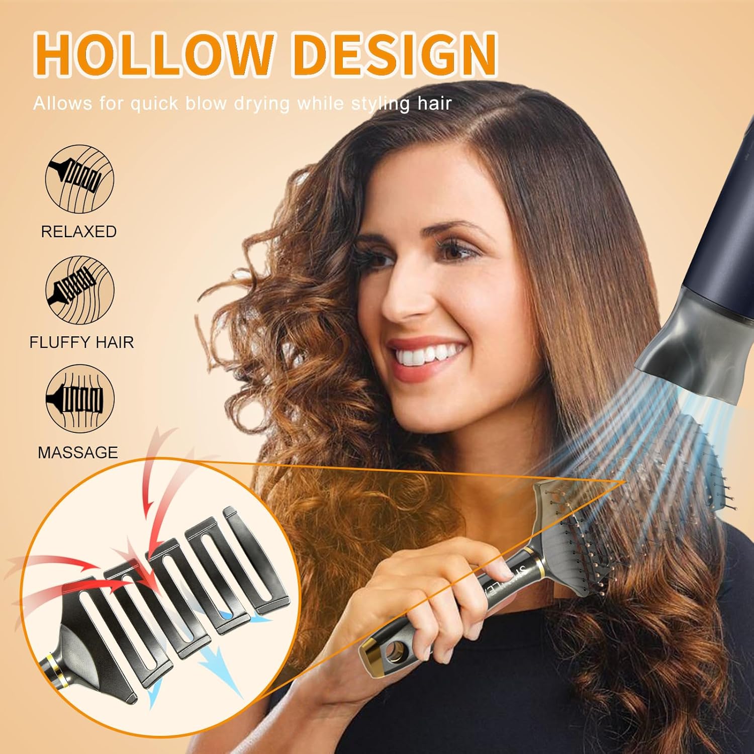 Detangling Brush for Curly Hair Vented Anti-Tangle Wet Dry Use Textured 2A-4C - Image 4