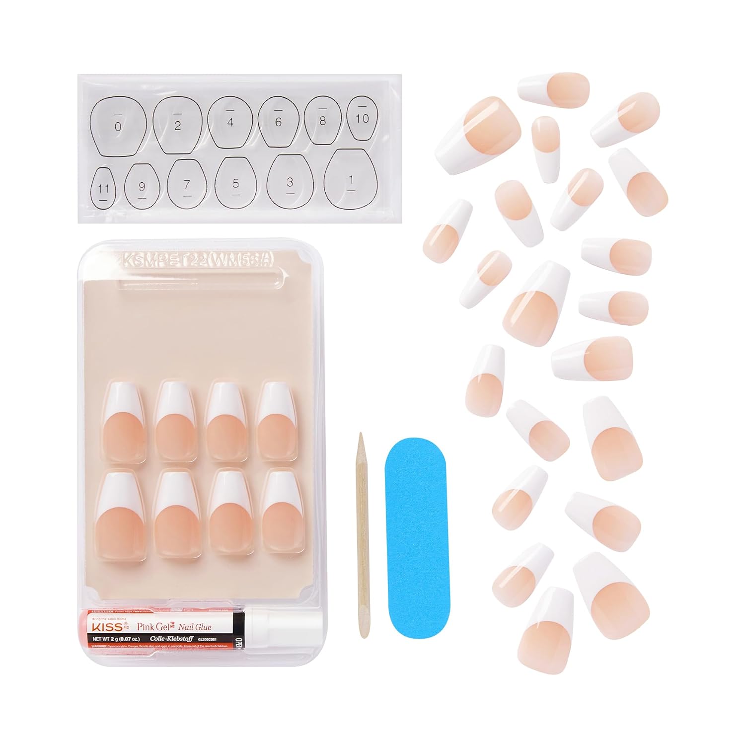 KISS Salon Acrylic French Manicure Kit, Medium Square Fake Nails, 28 Piece Set - Image 10