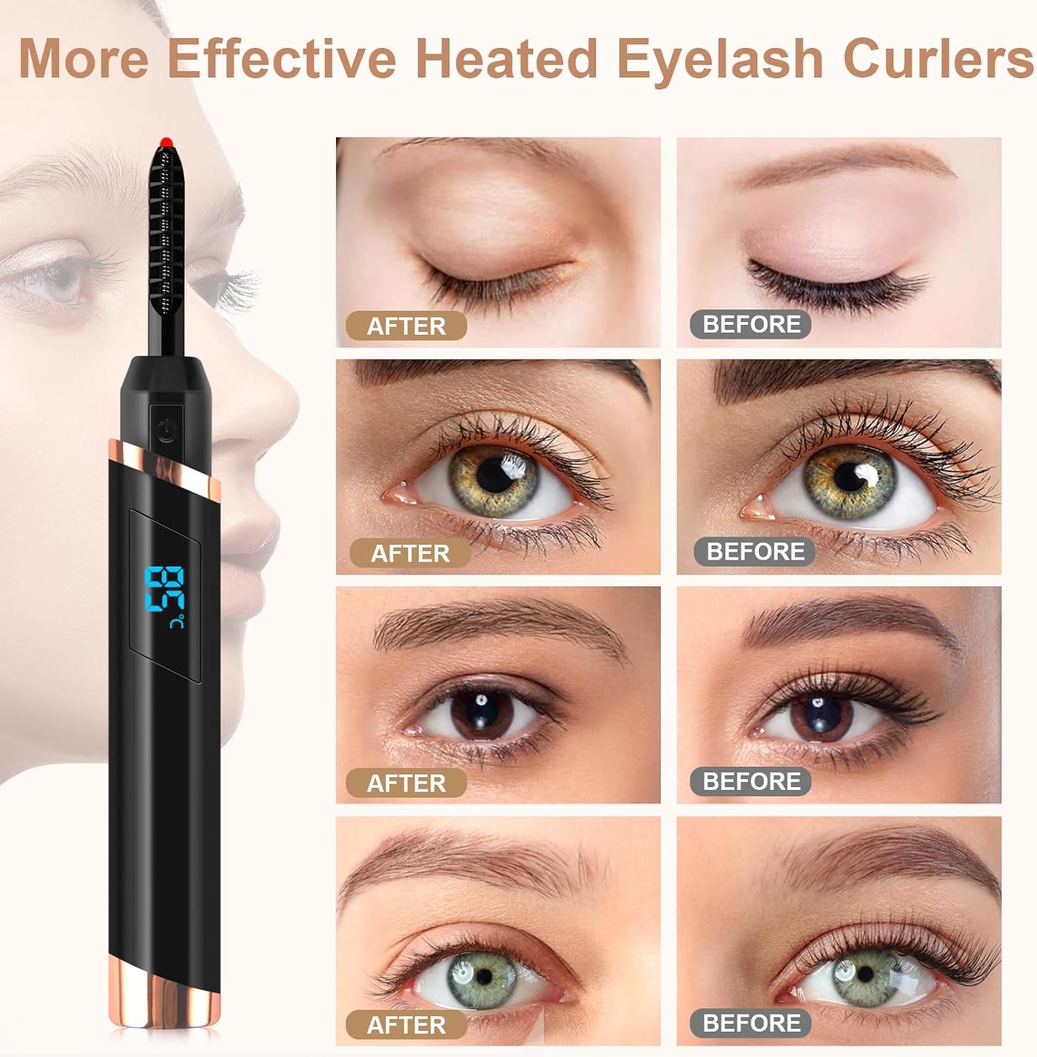 Rechargeable Heated Electric Eyelash Curler with Comb Black 2025 Model for 24-Hour Lasting Curls - Image 5