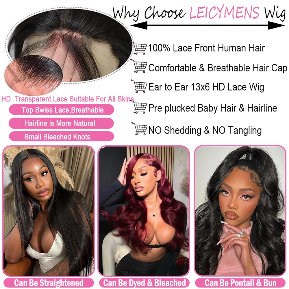 28 Inch 13x6 Body Wave Human Hair Lace Front Wig 180% Density Pre Plucked - Image 6
