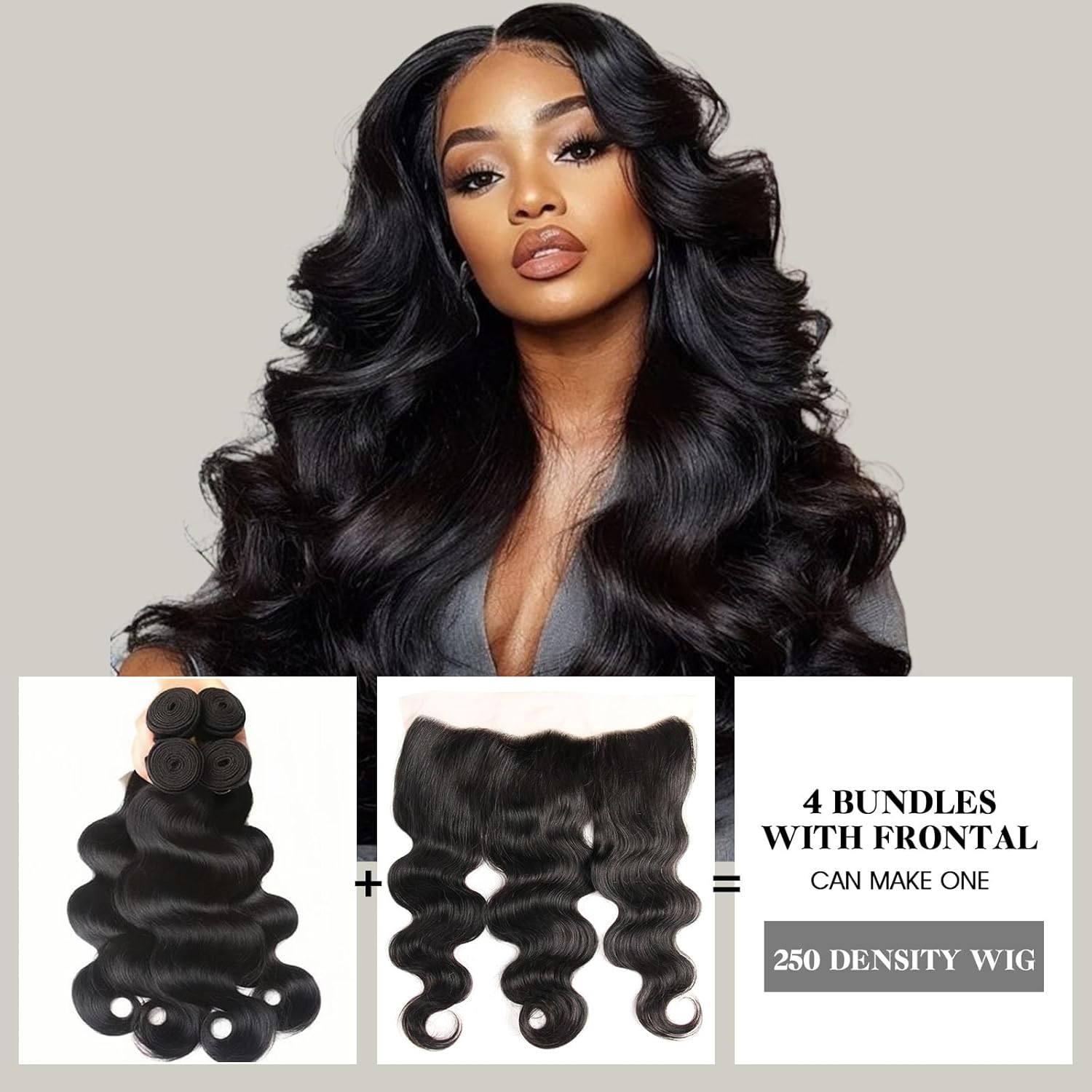 12A Body Wave Human Hair Bundles with HD Lace Frontal Closure, 20 Inches - Image 3