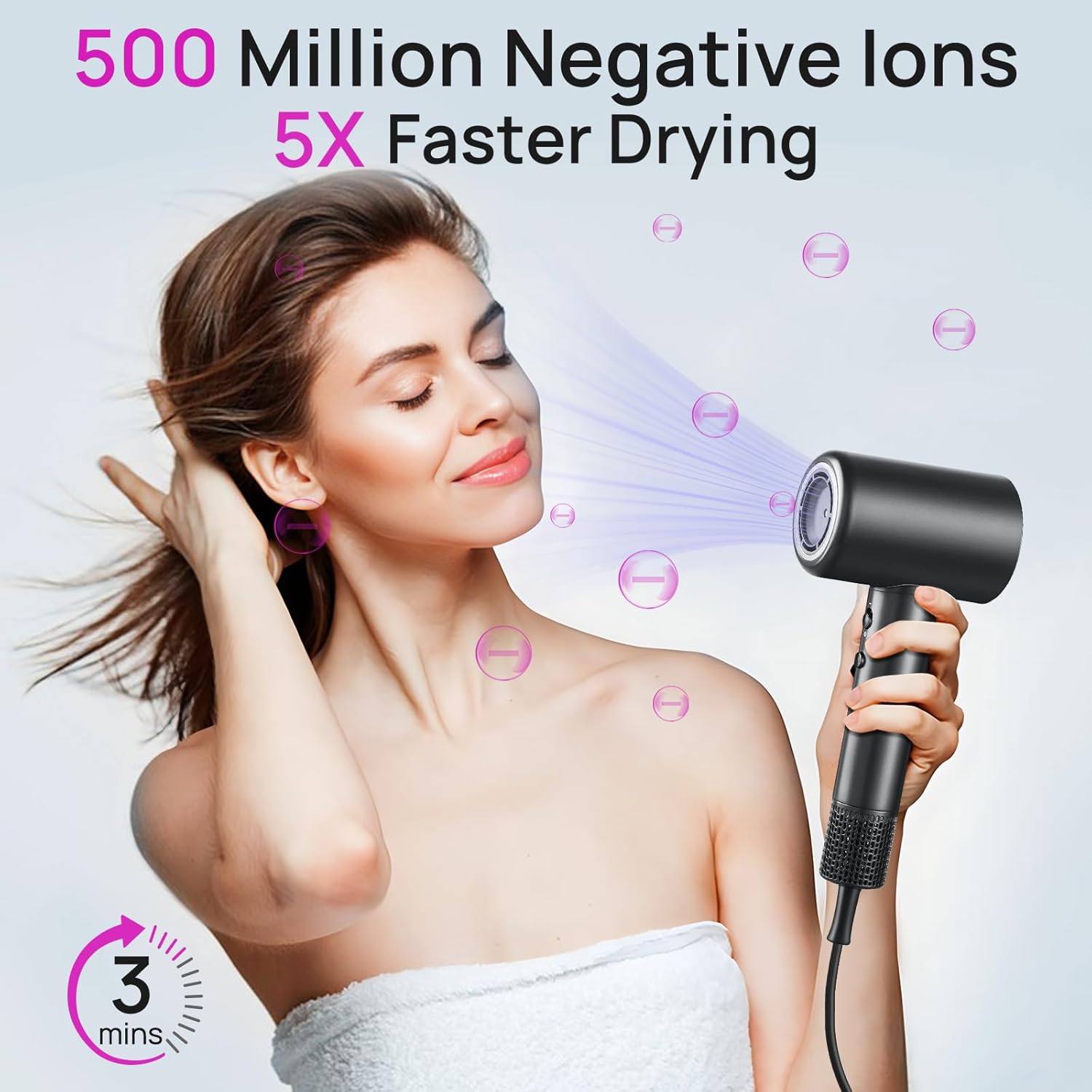 CONFU Professional Lightweight Ionic Hair Dryer 110000 RPM with Magnetic Diffuser Concentrator - Image 2