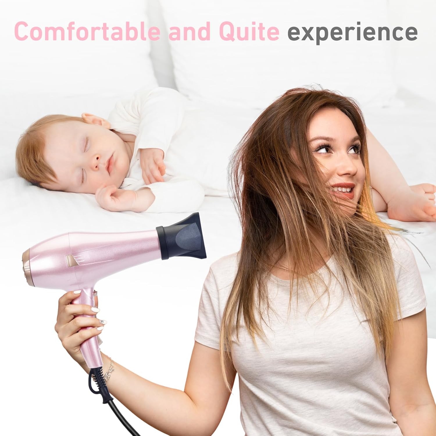 CONFU Professional Ionic Hair Dryer with Diffuser, 1875 Watts, Fast Drying and Quiet - Image 6