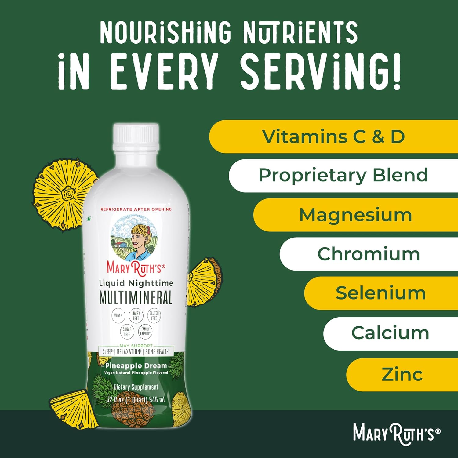 MaryRuth Organics Vegan Liquid Nighttime Multimineral 32 Oz Sugar Free Gluten Free - Image 7
