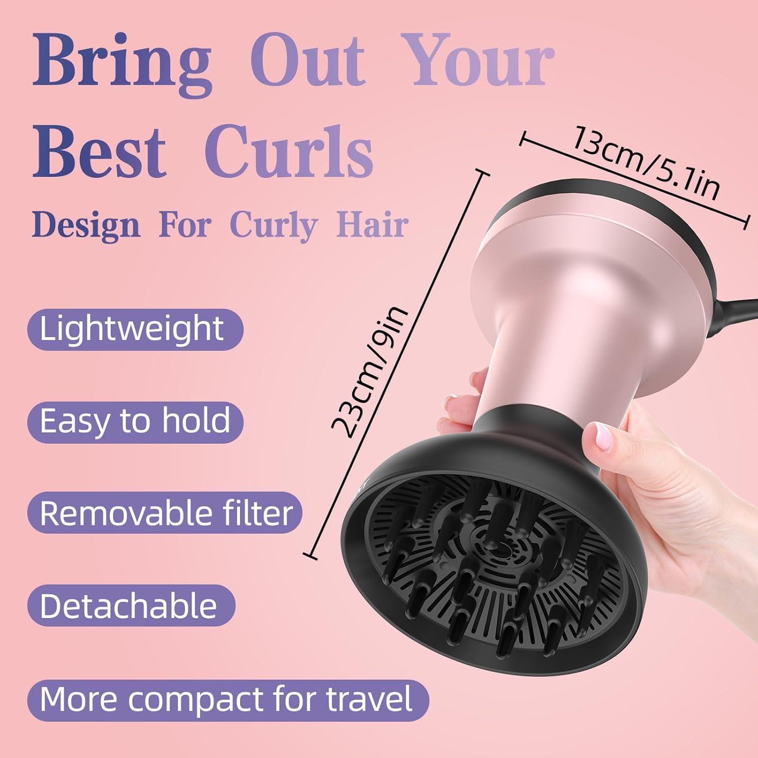 XL 1875W 2-in-1 Hair Dryer with Diffuser and Comb Attachment for Curly Hair - Image 7