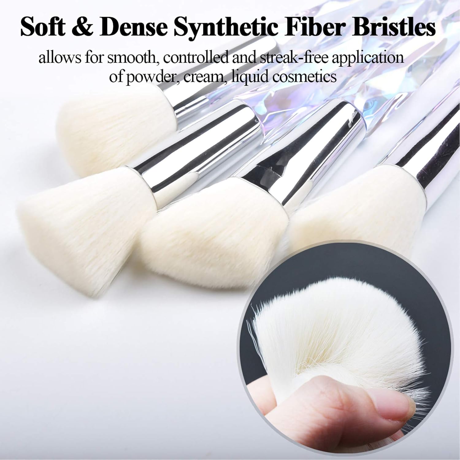 Kingtree 10 Piece Crystal Makeup Brush Set Premium Synthetic Fibers for Face and Eyes - Image 3