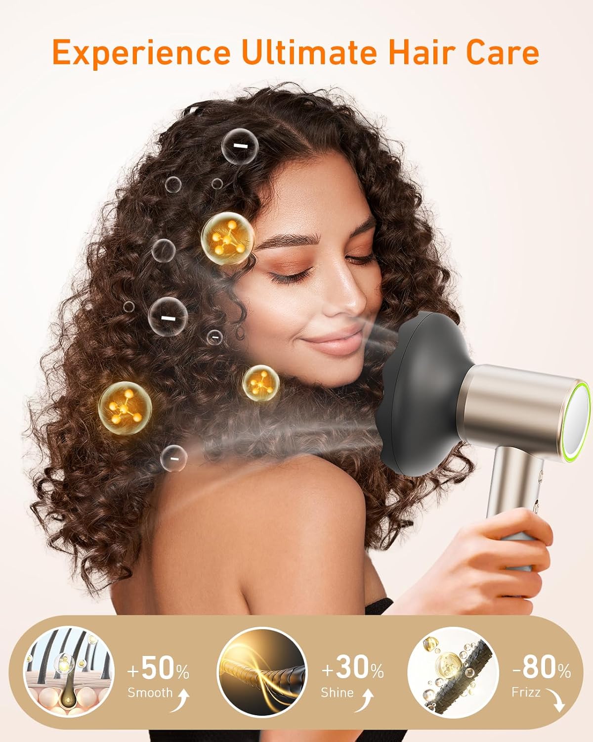 1400W Professional Hair Dryer with Ionic Tech, 110k RPM, Quiet, Includes Diffuser - Image 3