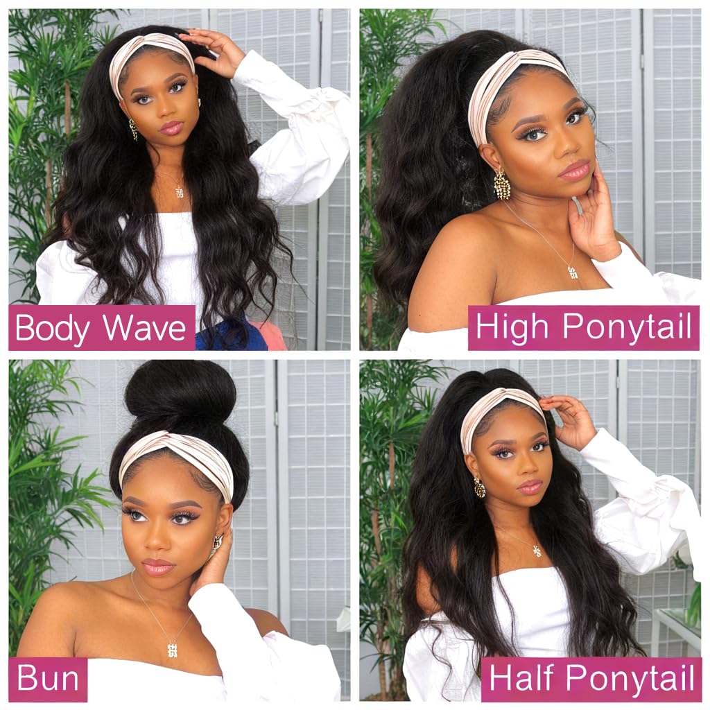 18 Inch Brazilian Virgin Hair Body Wave Headband Wig for Black Women 150% Density - Image 6