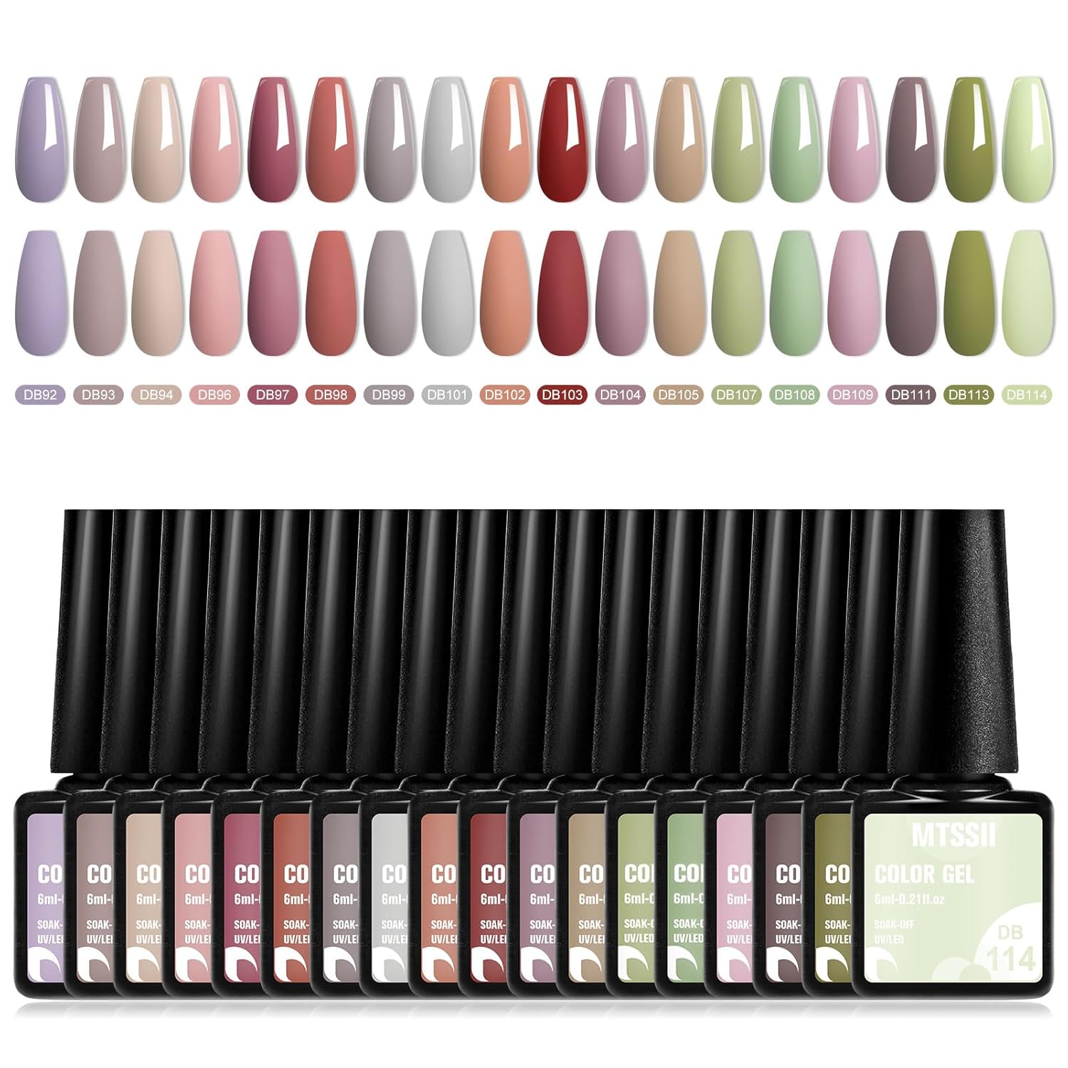 MTSSII 18PCS Long Lasting Gel Nail Polish Set Coral Green Light Blue - Image 4