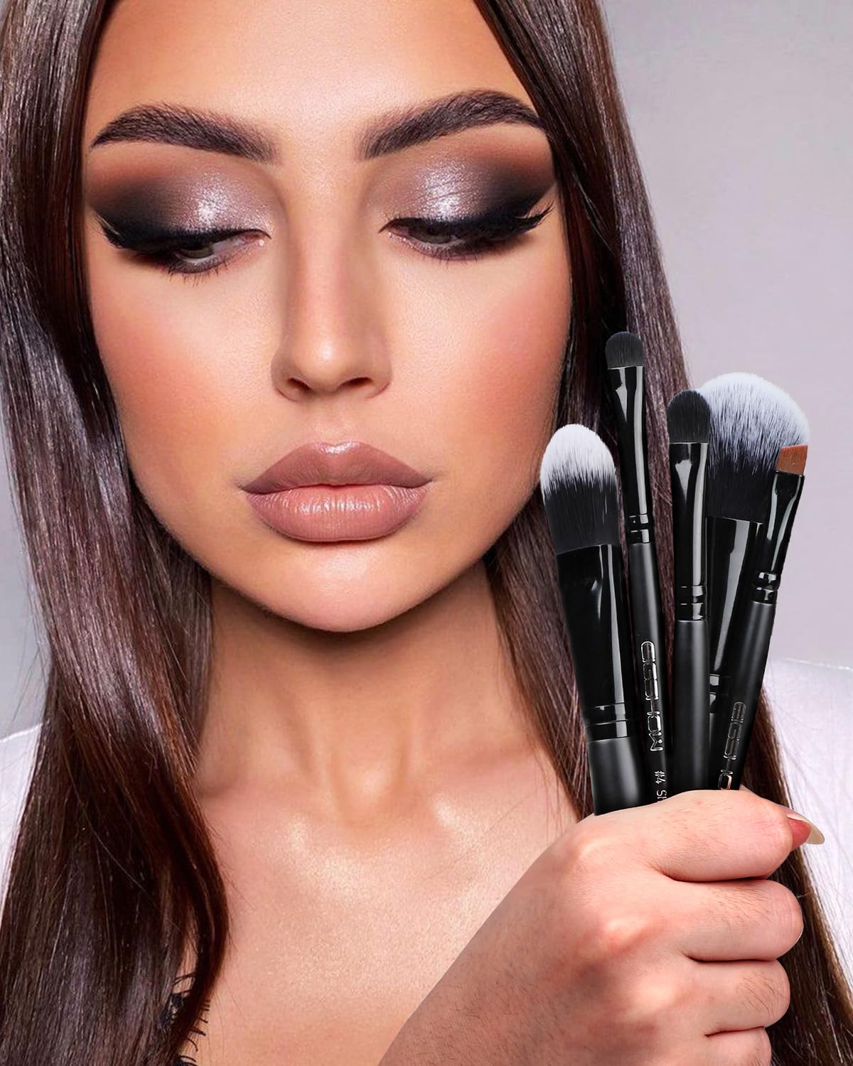 EIGSHOW 5-Piece Vegan Makeup Brush Set for Foundation Powder Eyeshadow Eyeliner Black - Image 6